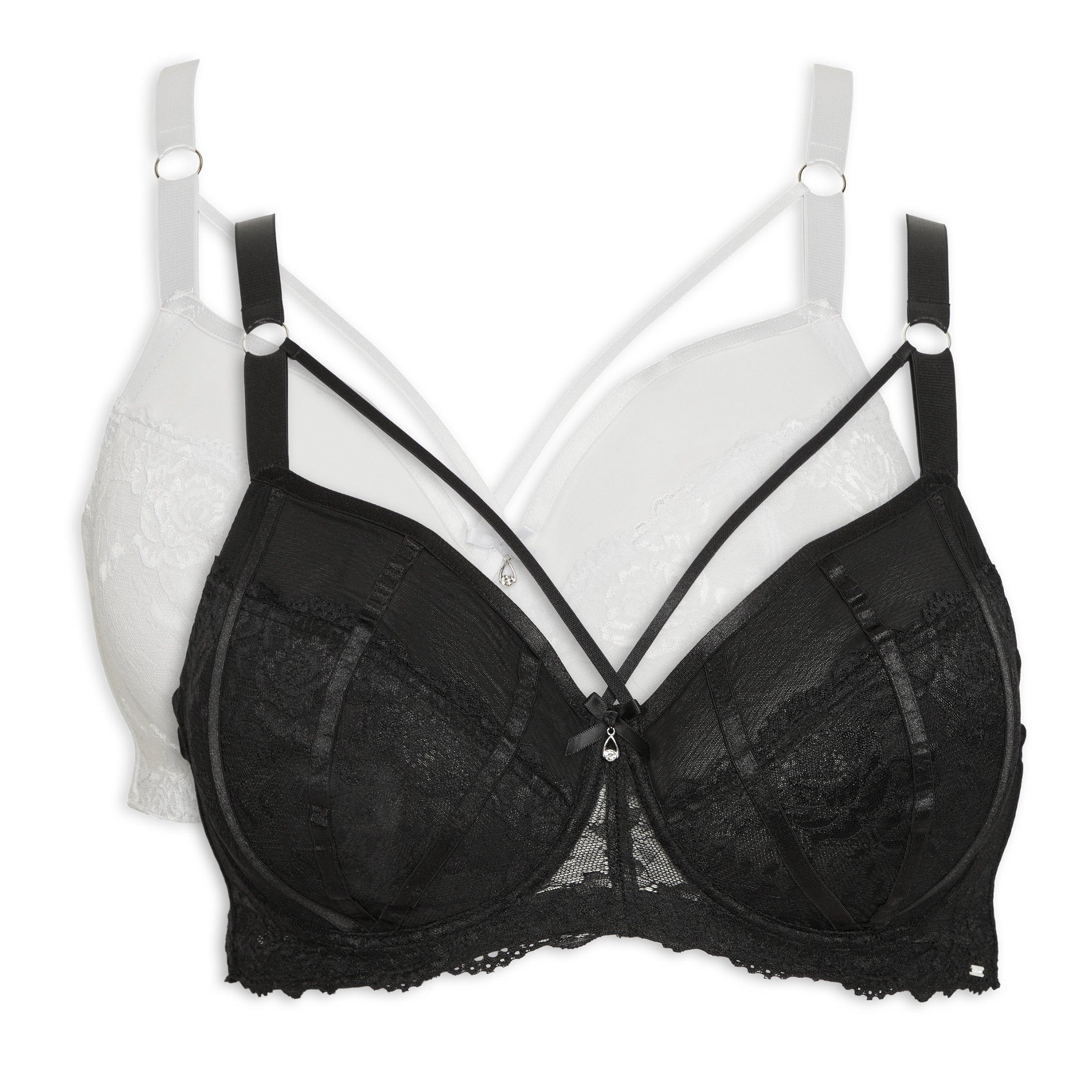 2-pack non-padded lace bras - Black/White - Ladies
