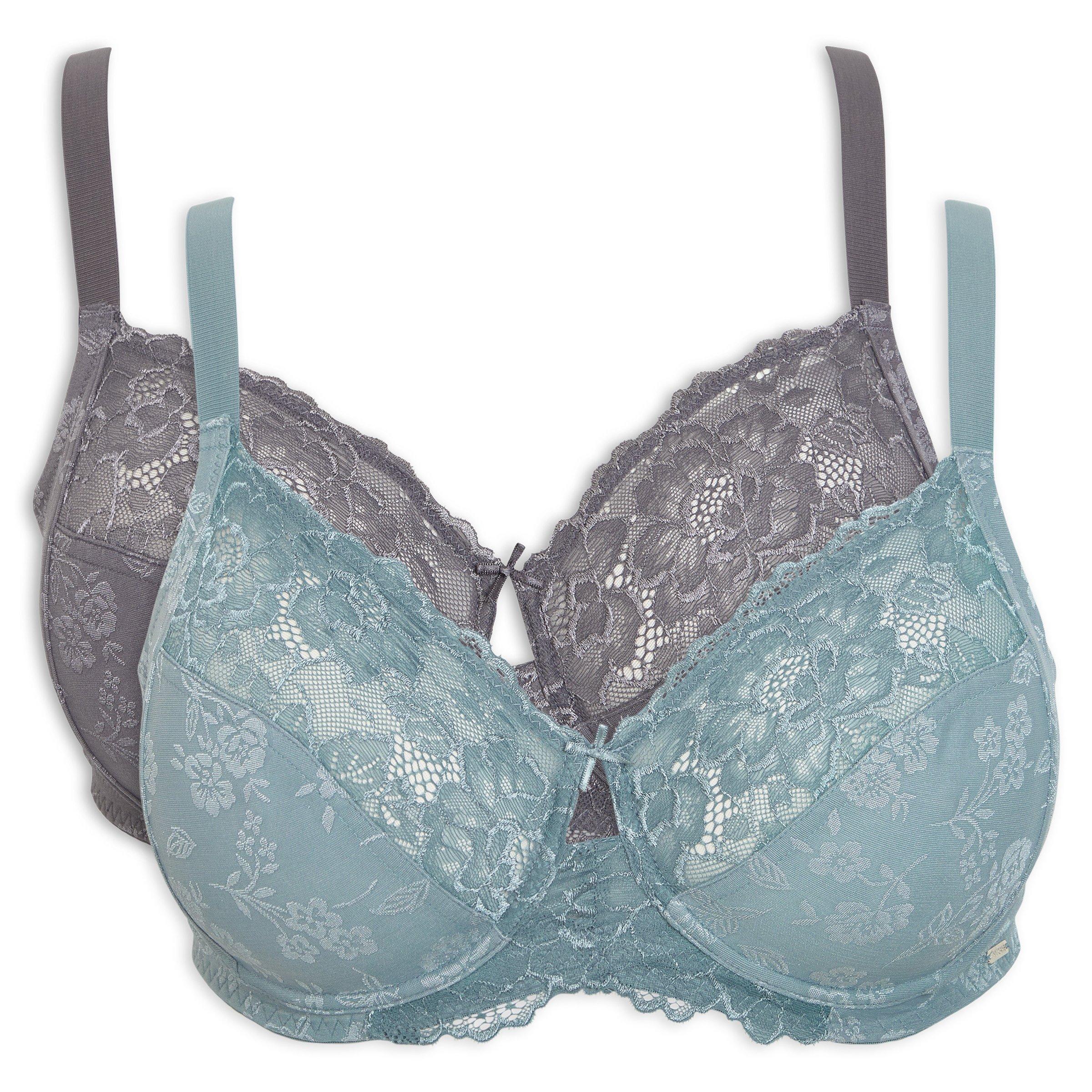 2-pack non-padded lace bras - Light blue/White - Ladies