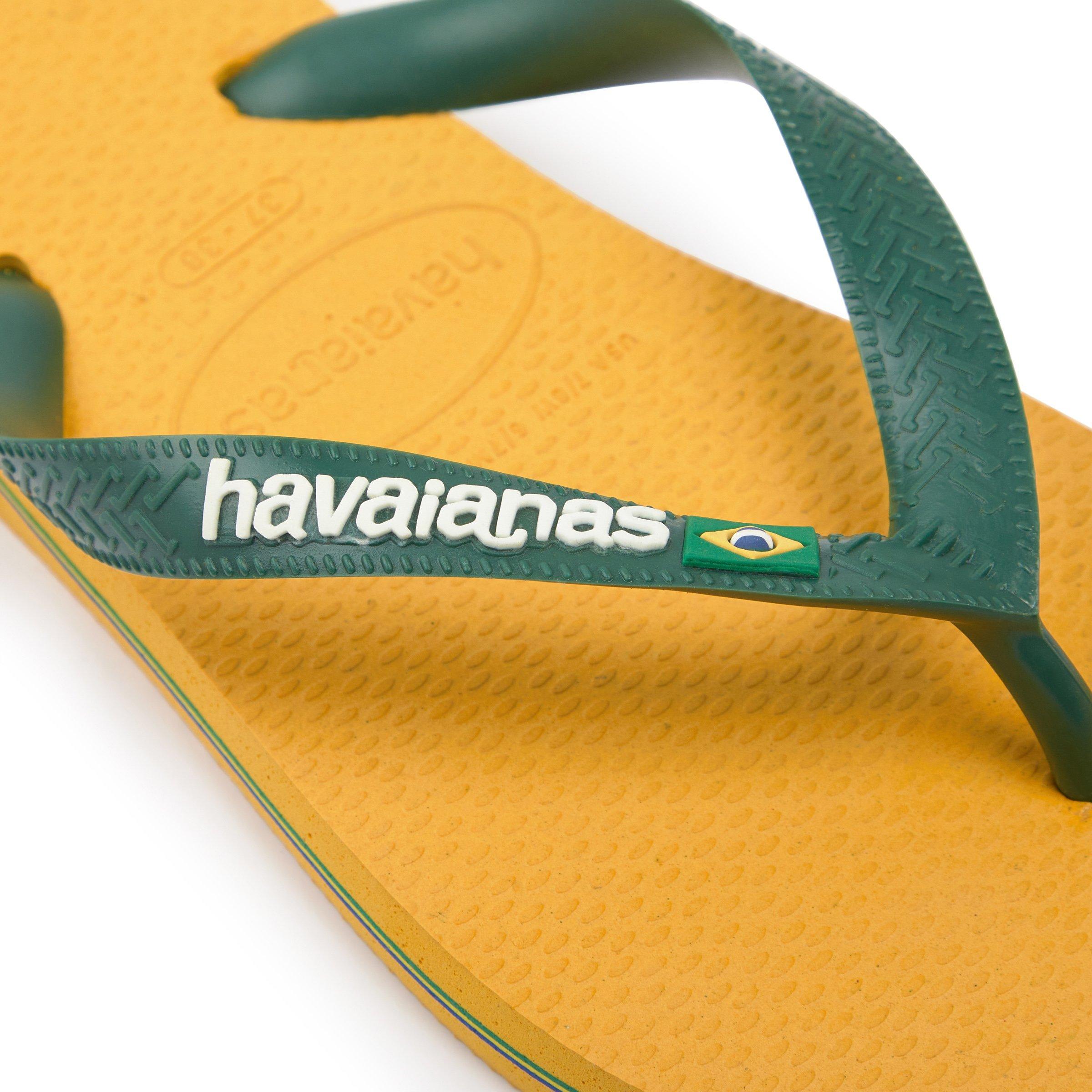 Havianas brasil logo flip flops in yellow and green