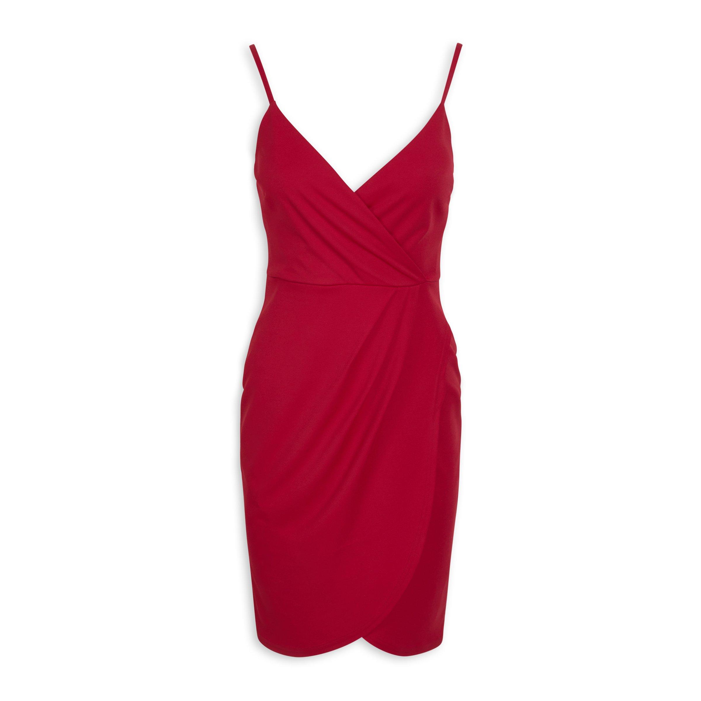 Red wrap evening dress top