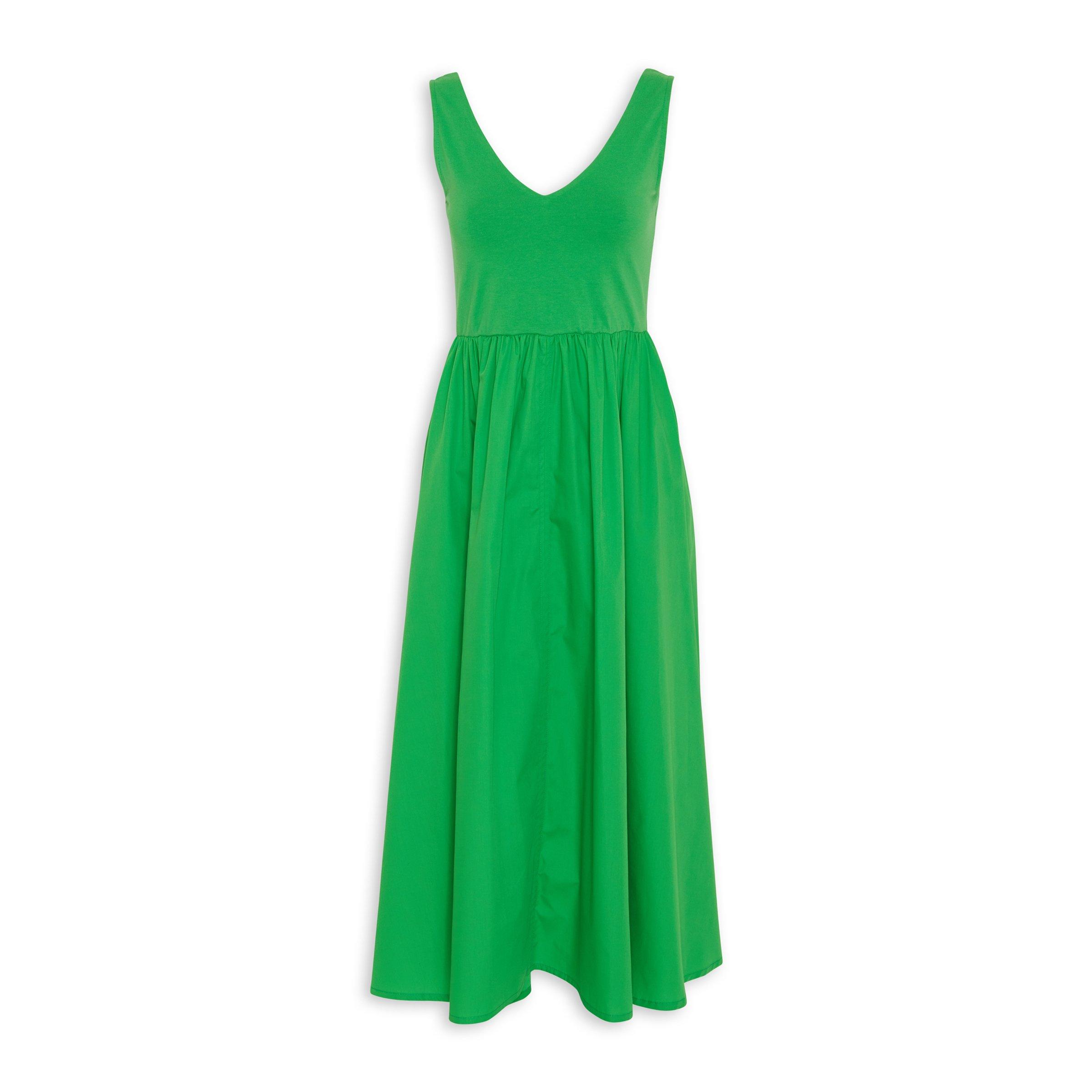 Green fit clearance and flare dress