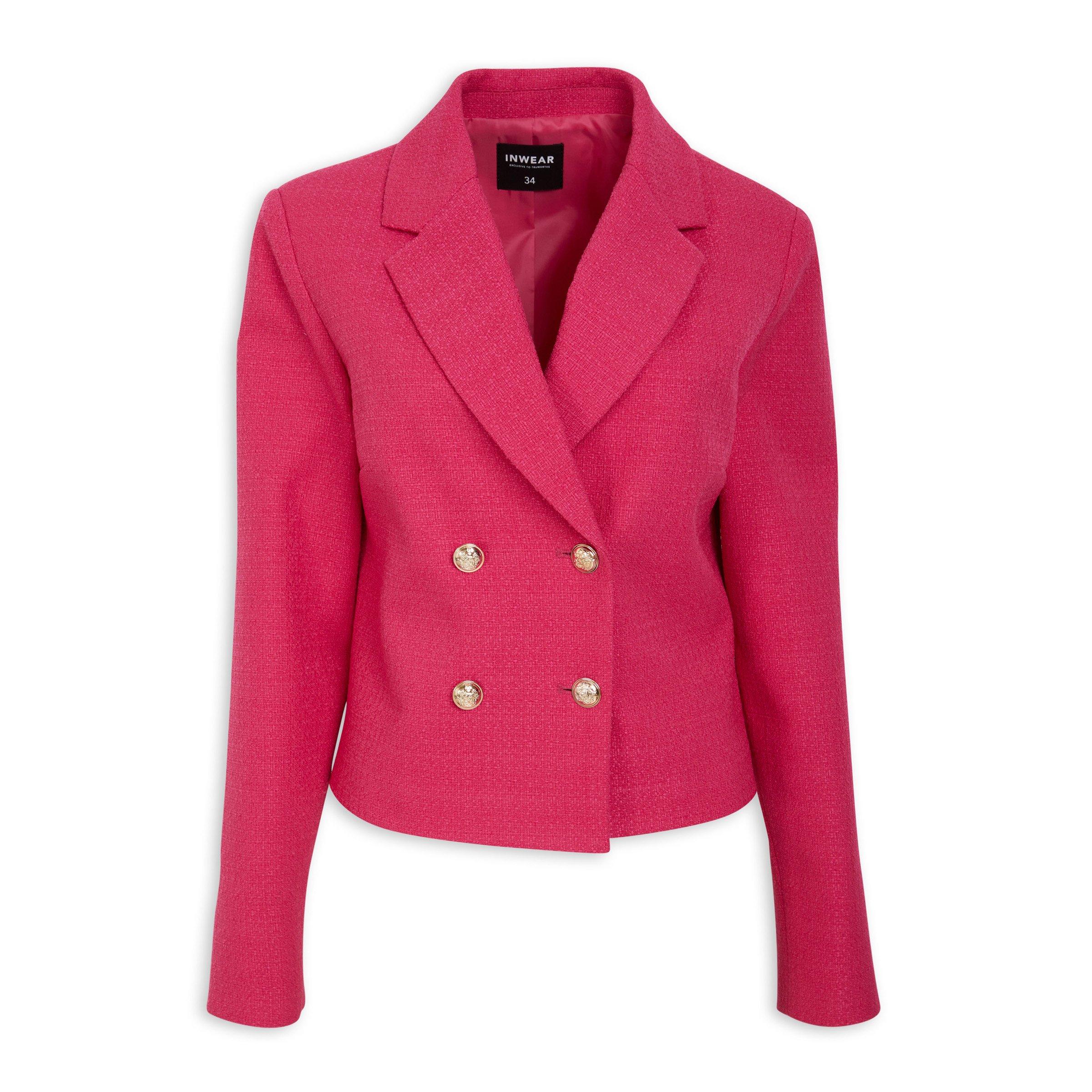 Pink double breasted clearance jacket