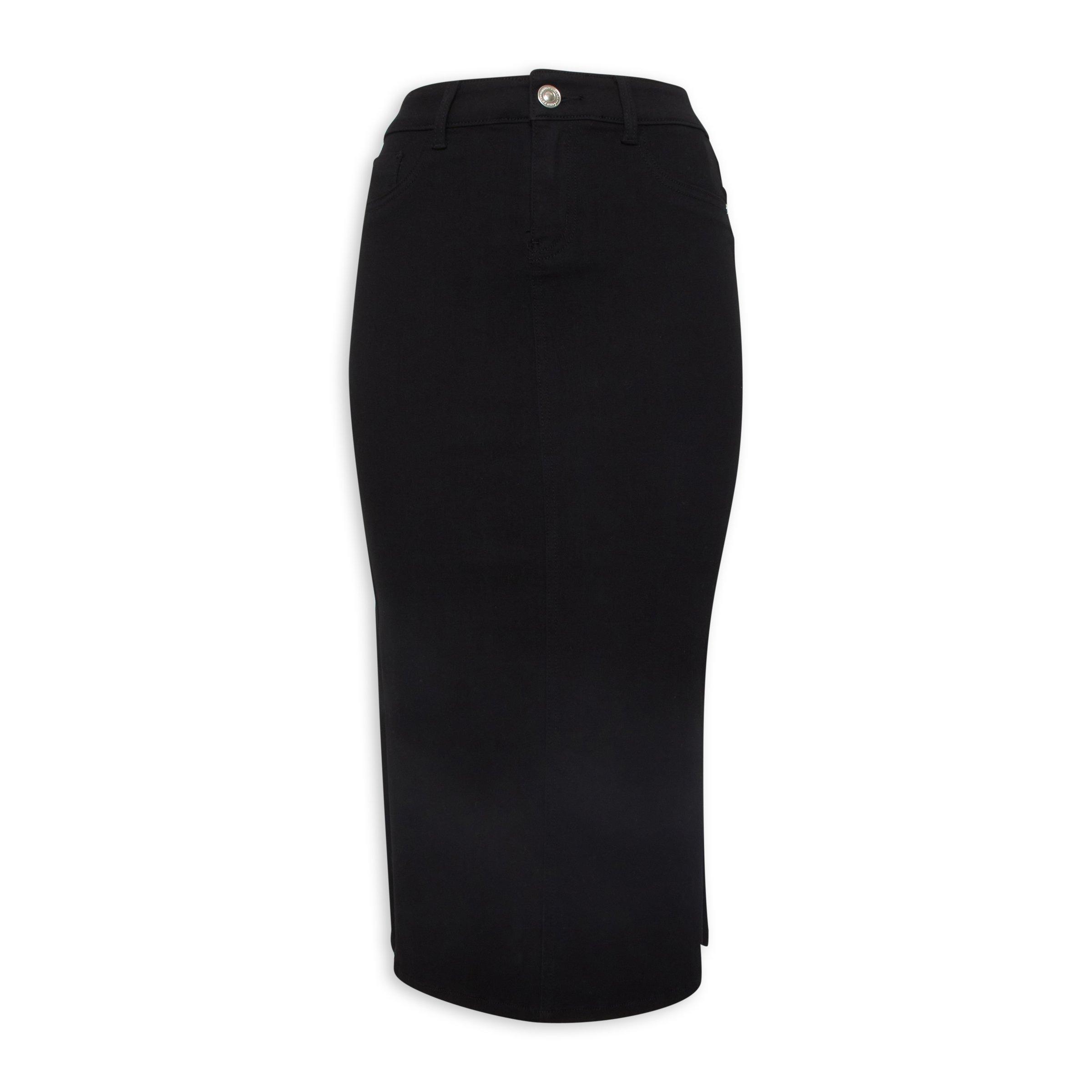 Black pencil denim skirt hotsell
