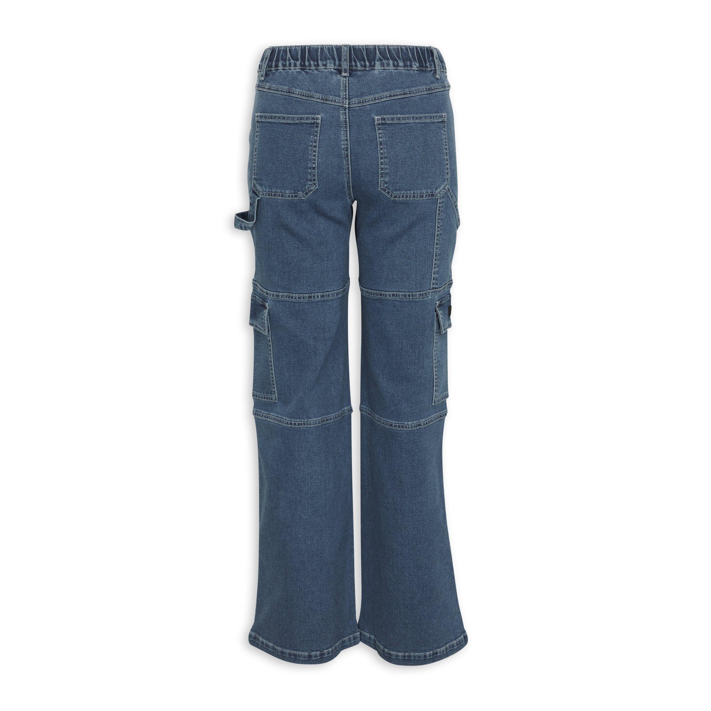 Denim Cargo Pants in Indigo Blue - Denim