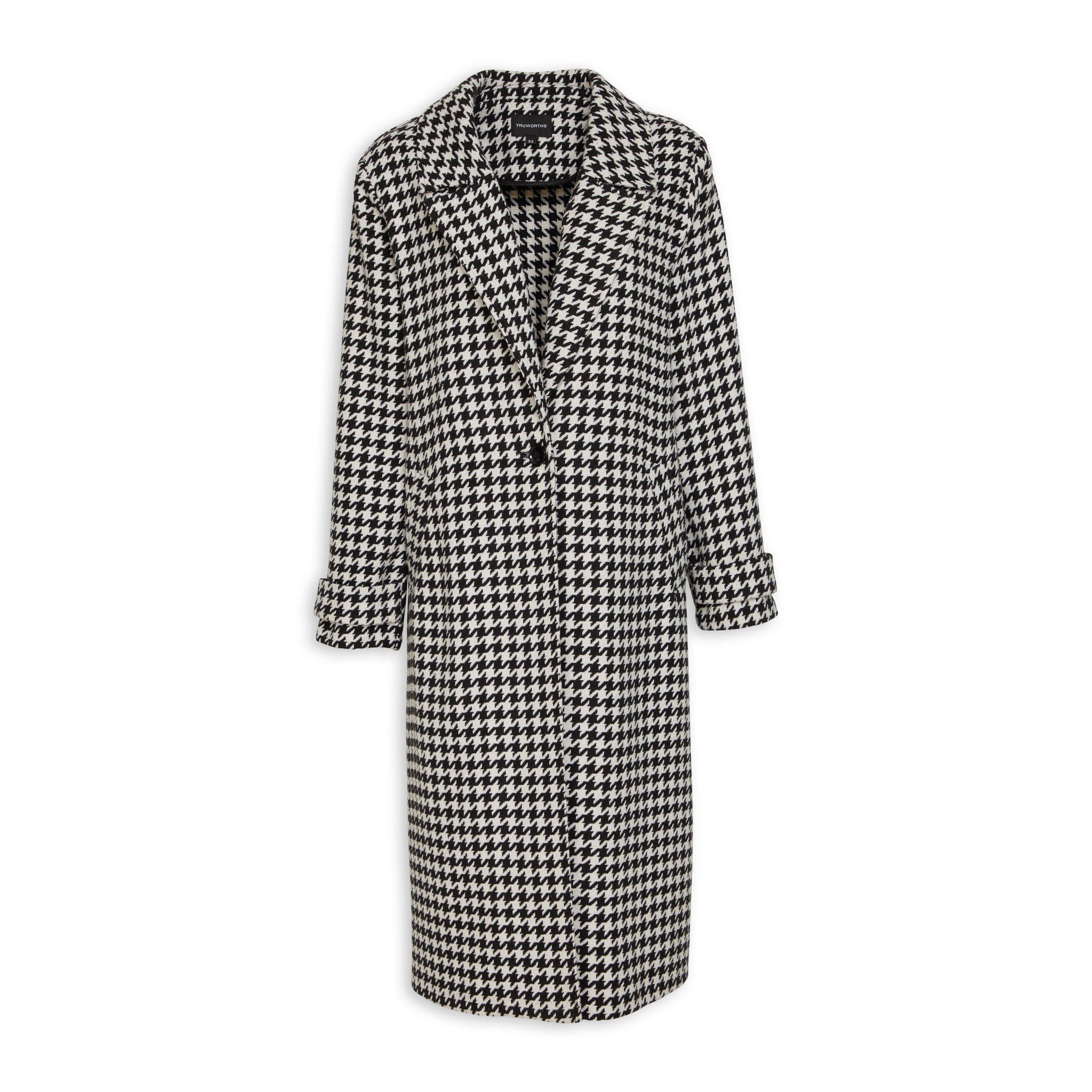 Houndstooth Print Coat