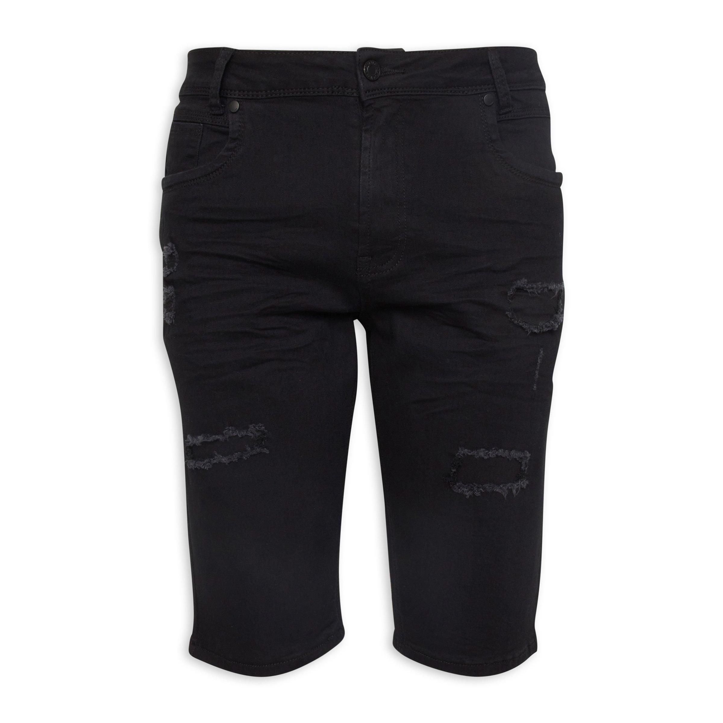 Ripped denim shorts hot sale mens black