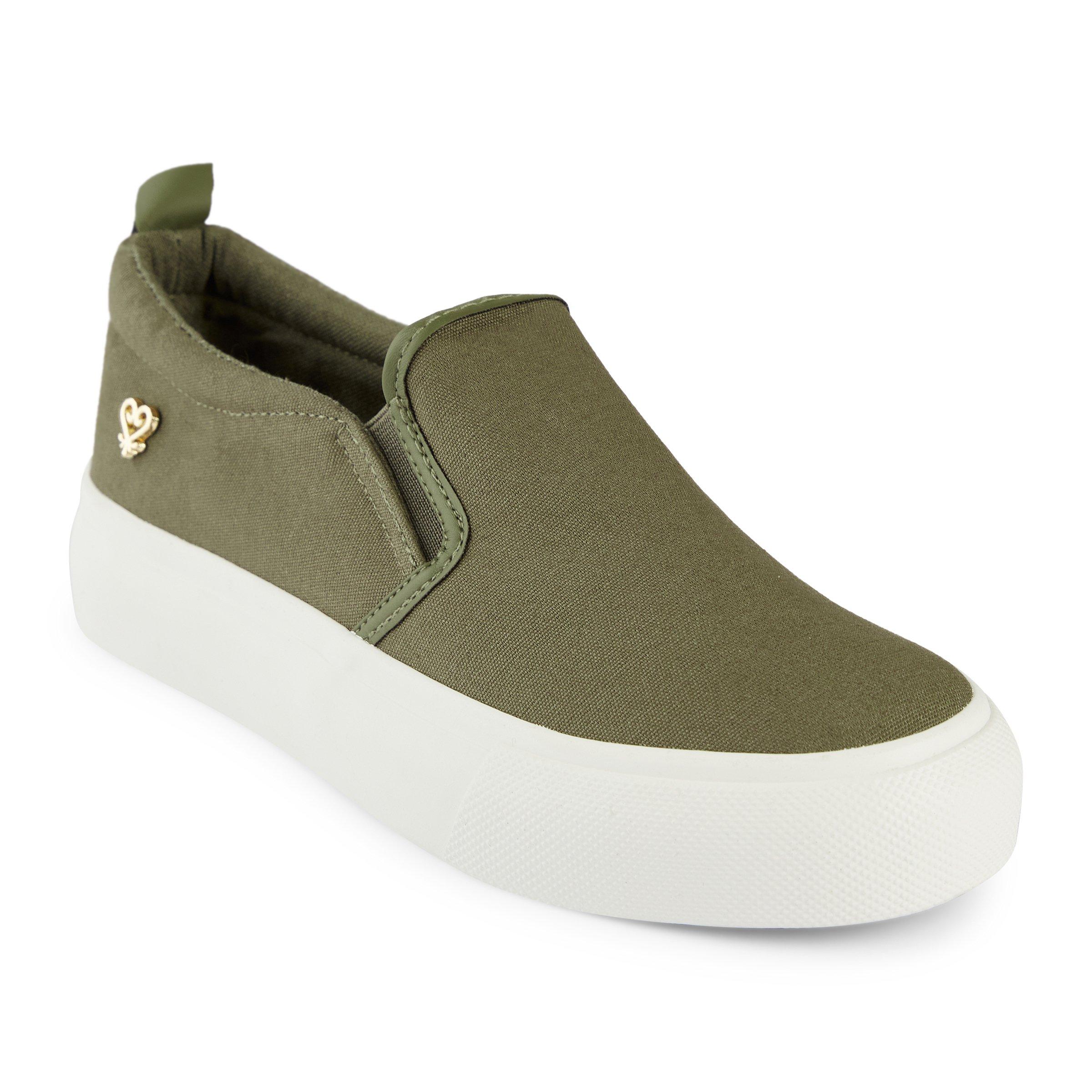 Womens olive green deals slip on sneakers