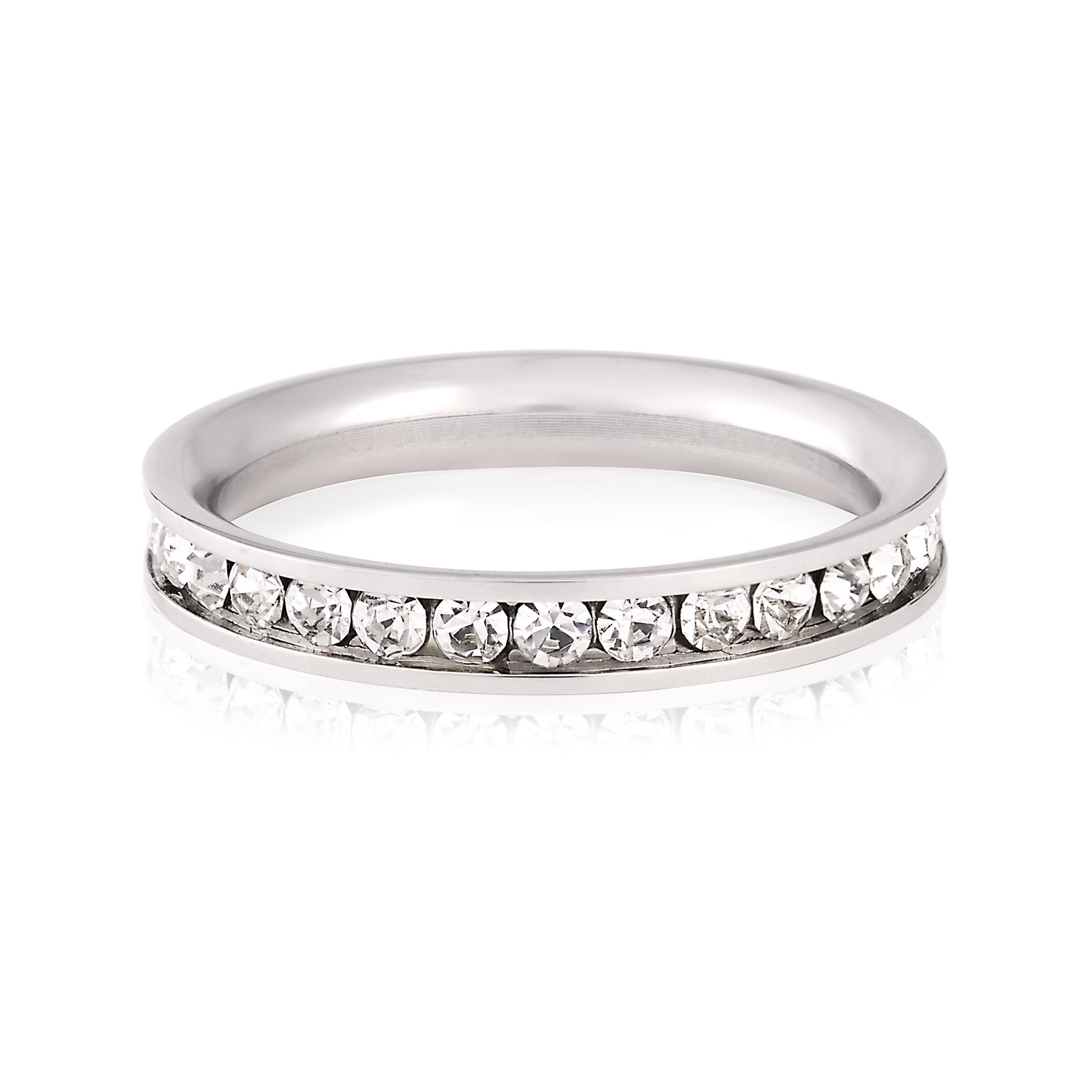 Stainless steel eternity online ring