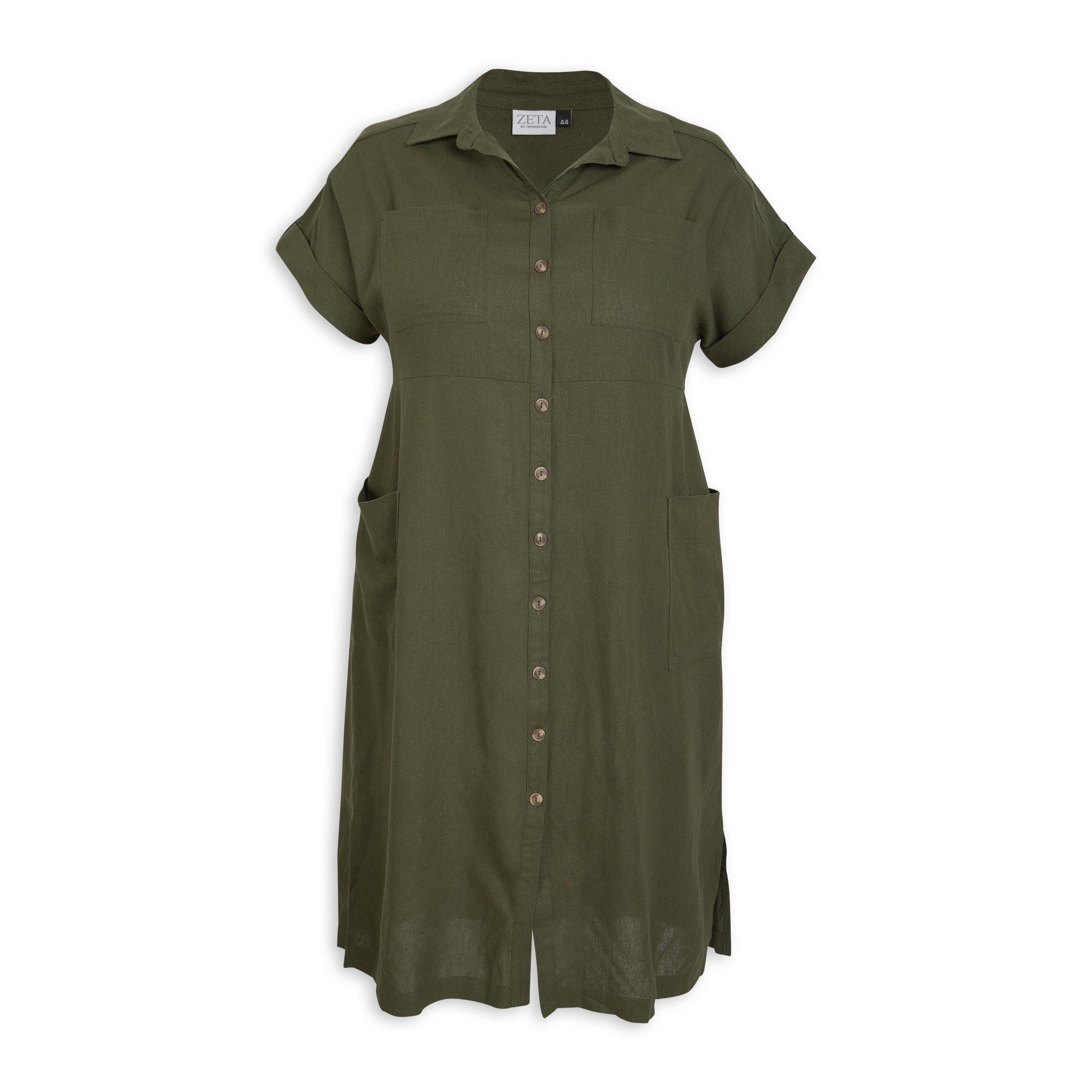 Plus size on sale green shirt dress