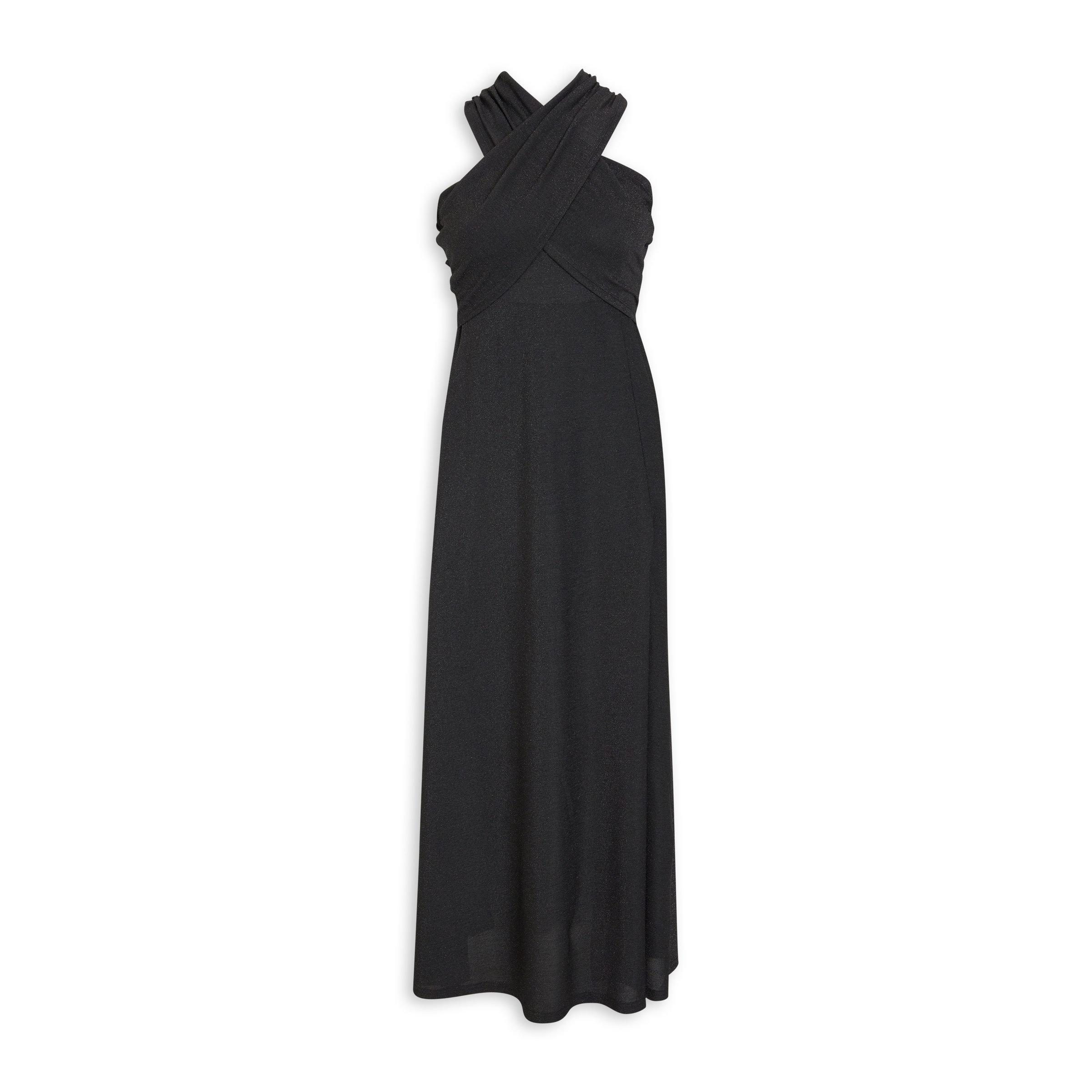 Black halter outlet neck evening dress