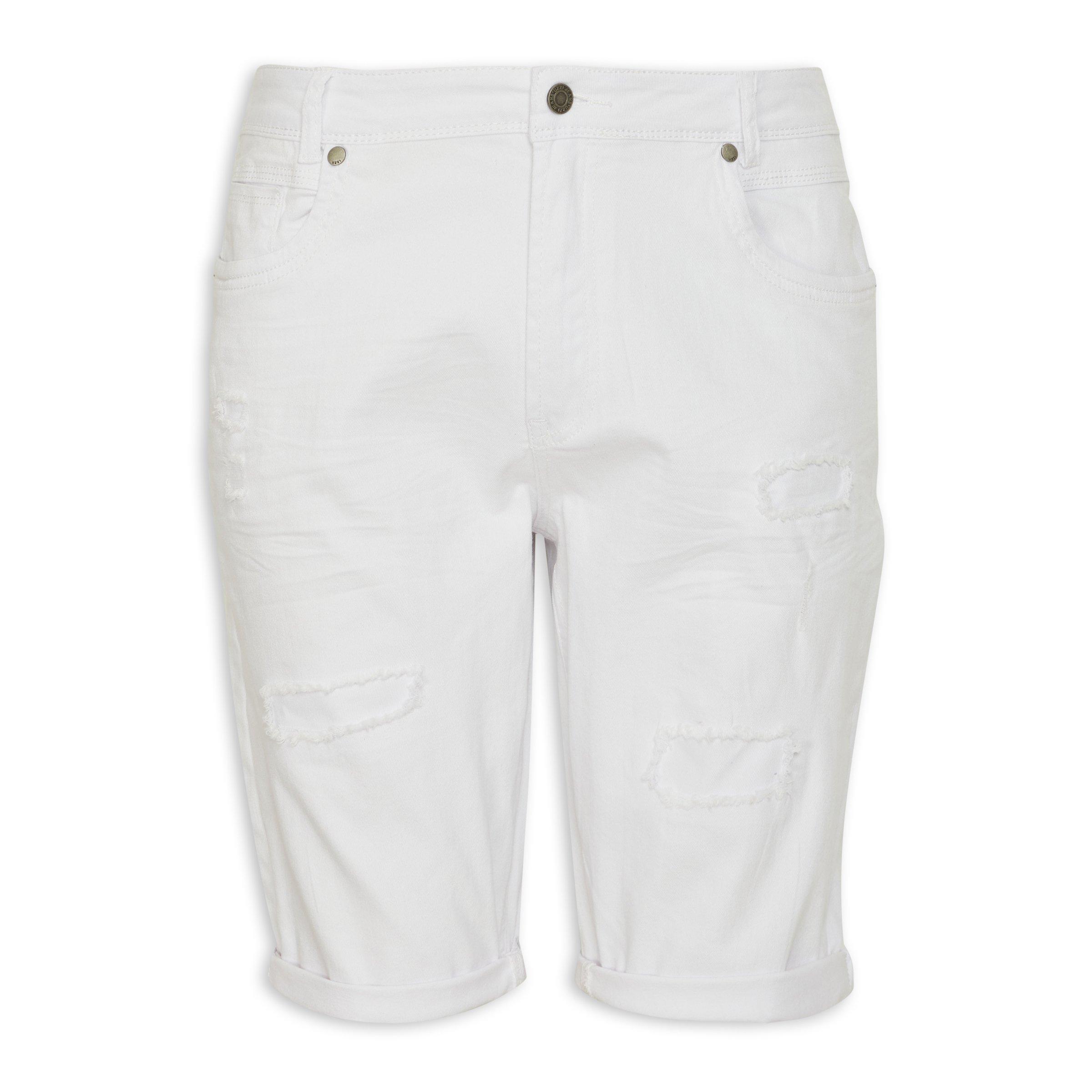 Mens white denim shorts on sale ripped