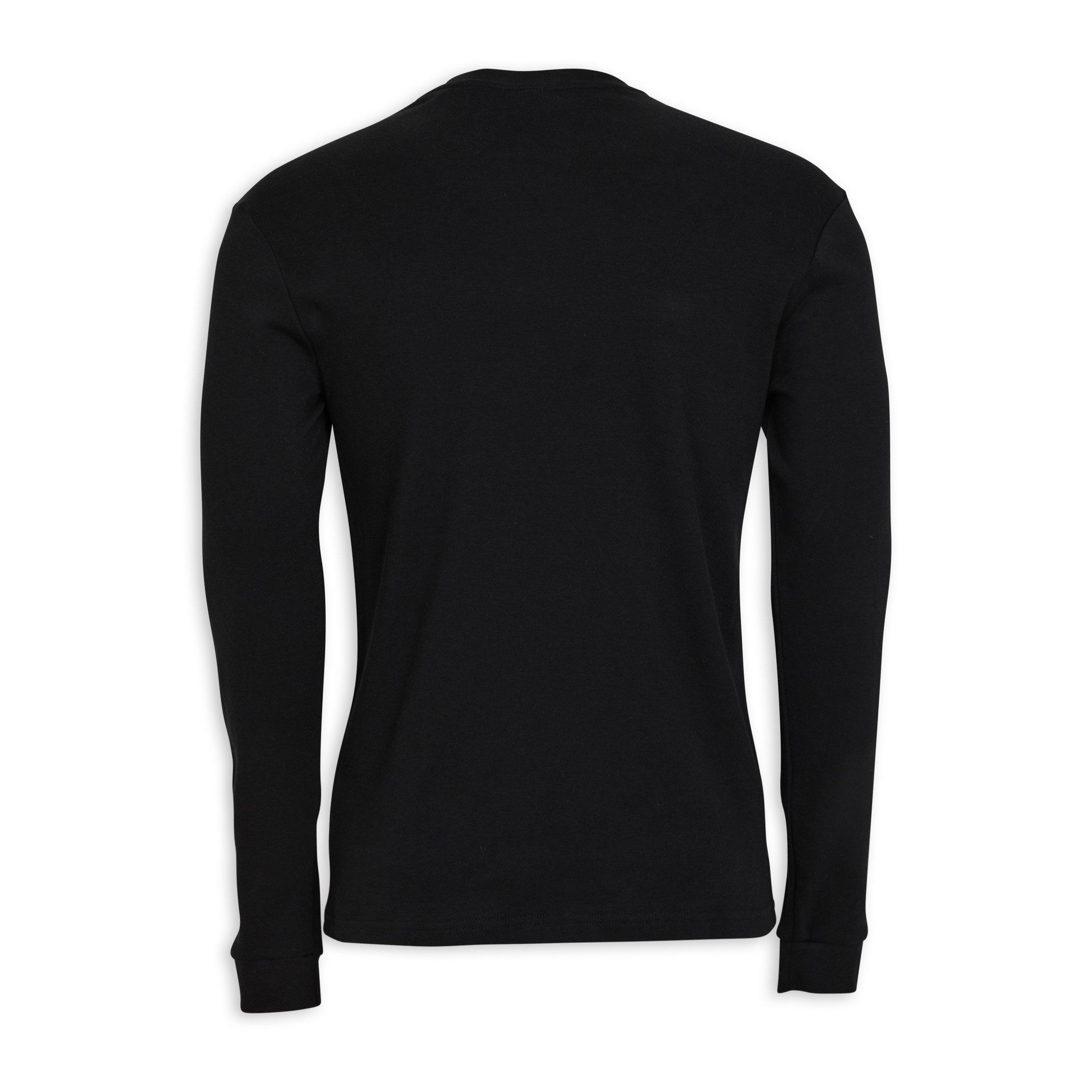 Plain black t shirt long sleeve sale