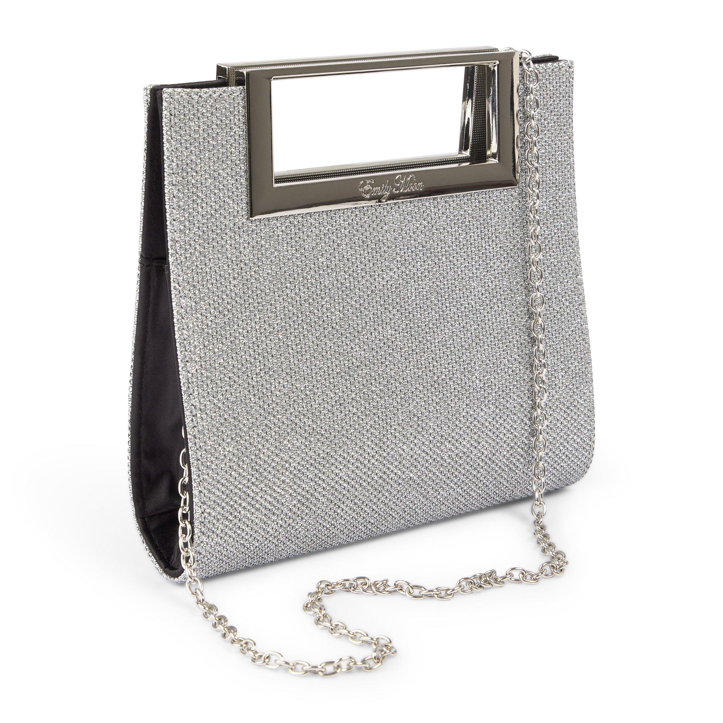 Silver gray shop clutch bag