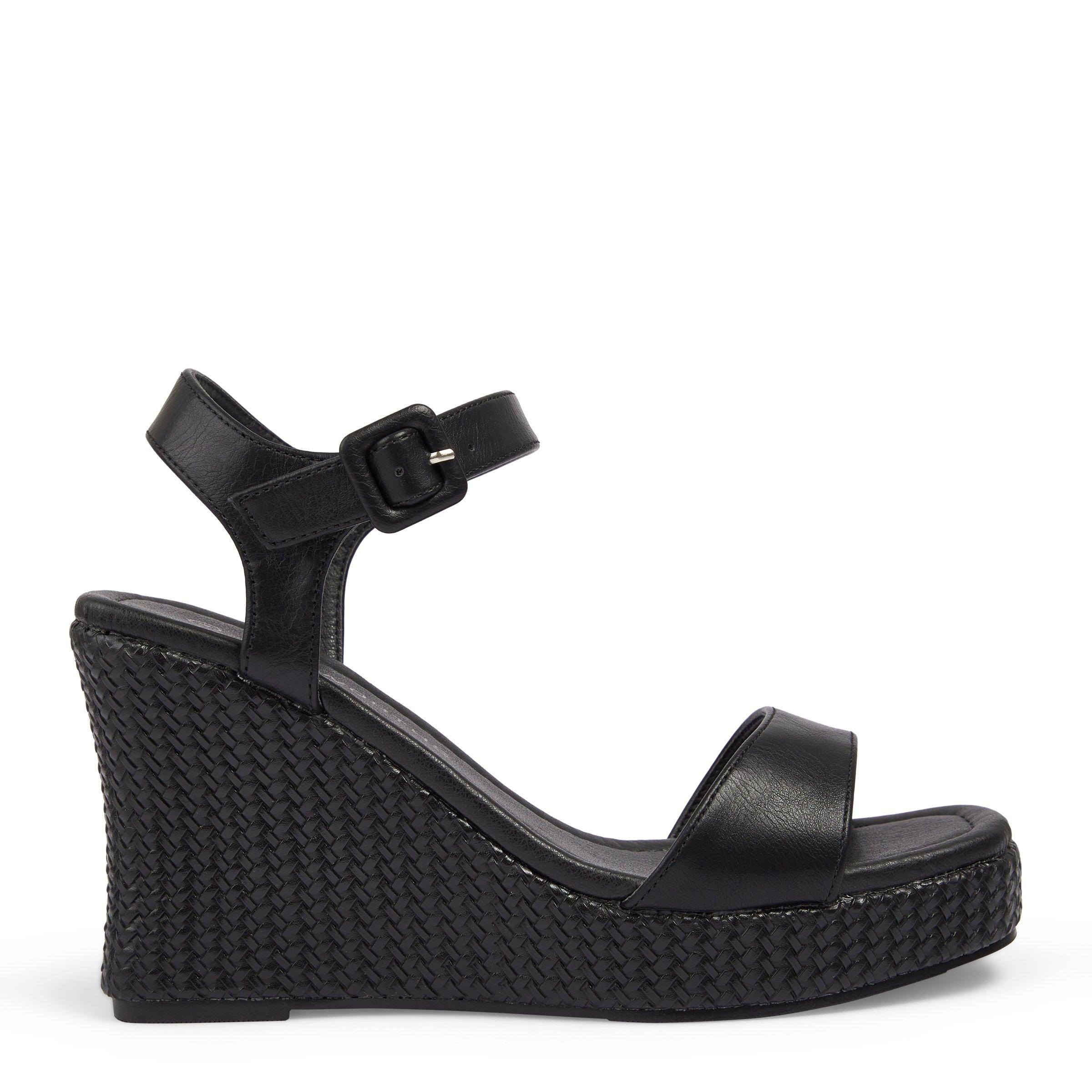 Cheap black wedge sandals hot sale