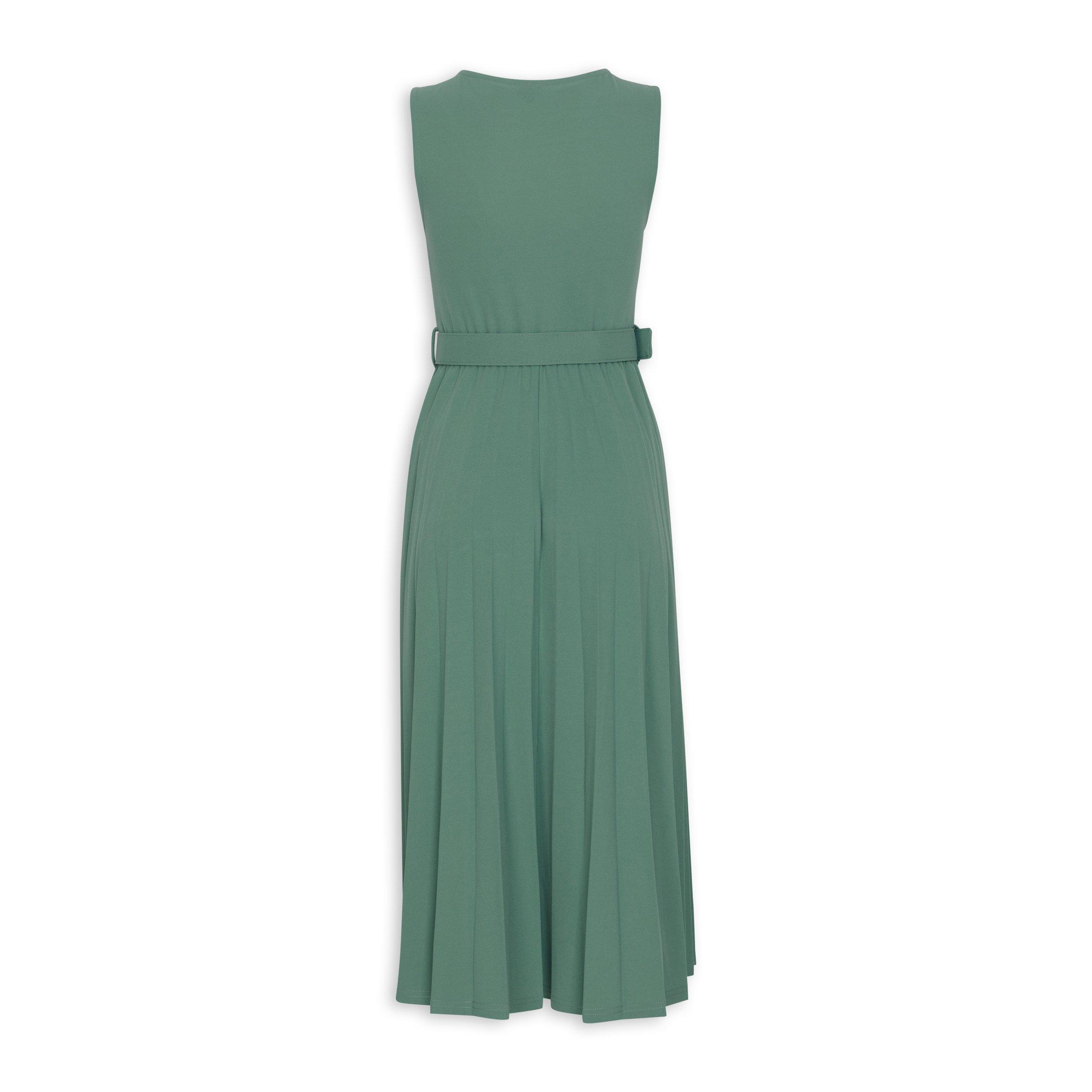 Sage Green Fit & Flare Pleated Dress (3118528)