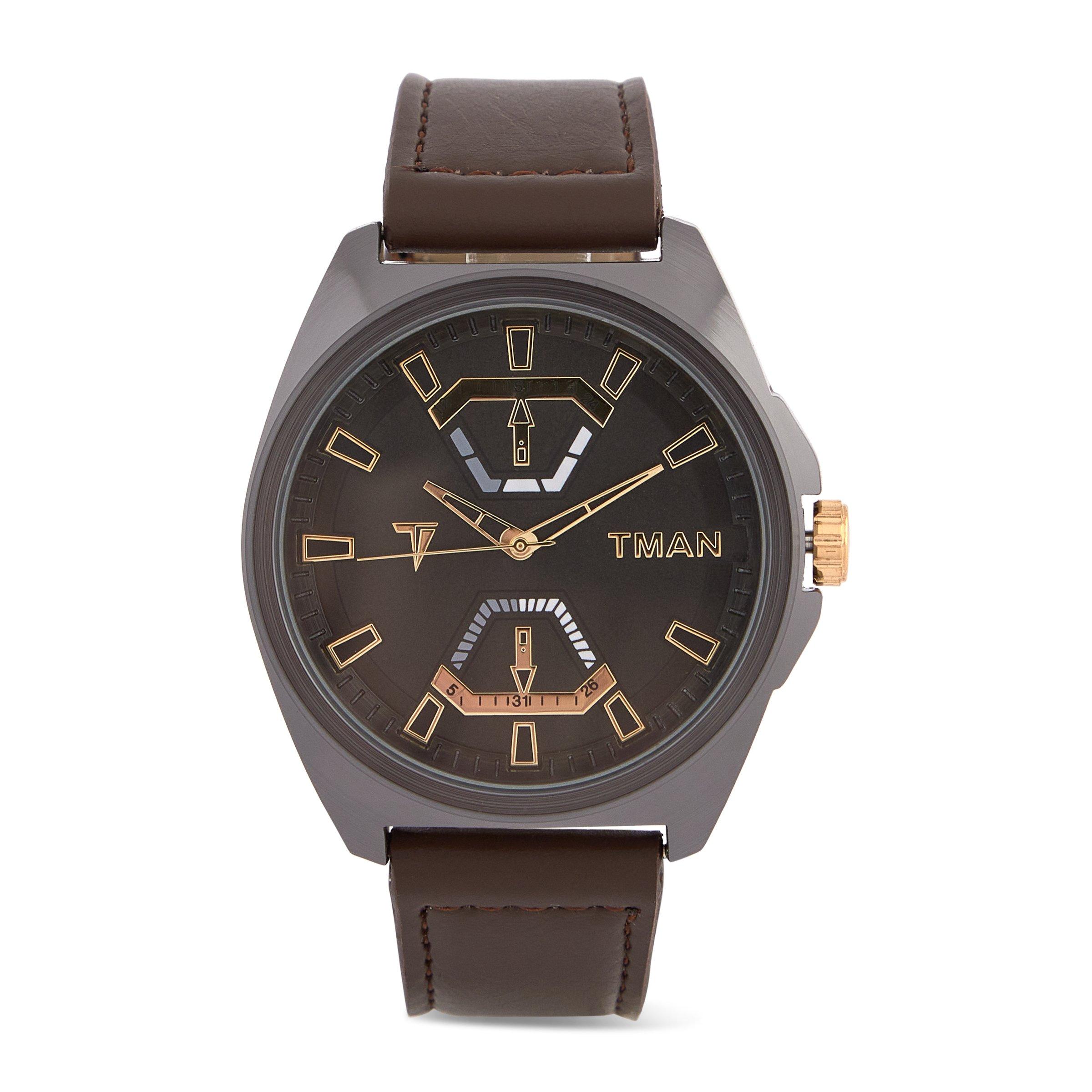 Black Dial with Choc PU Strap Watch 3118681 Truworths Man