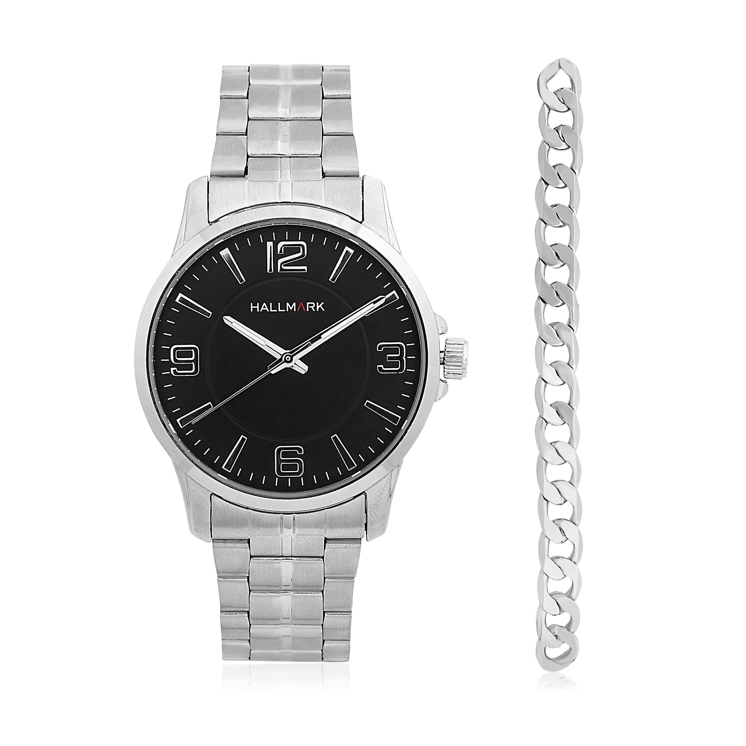 Silver watch black discount dial