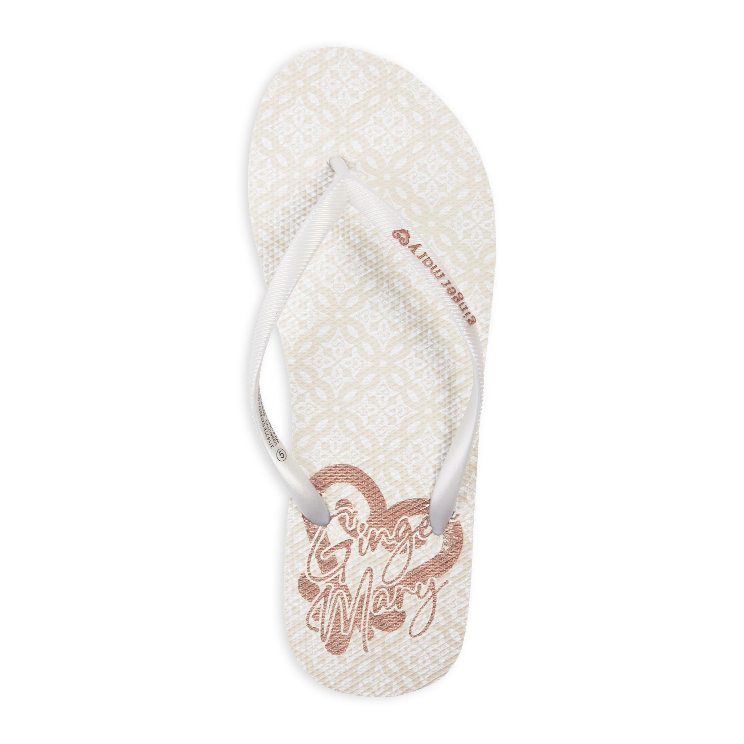 Flip flops gold hot sale and white