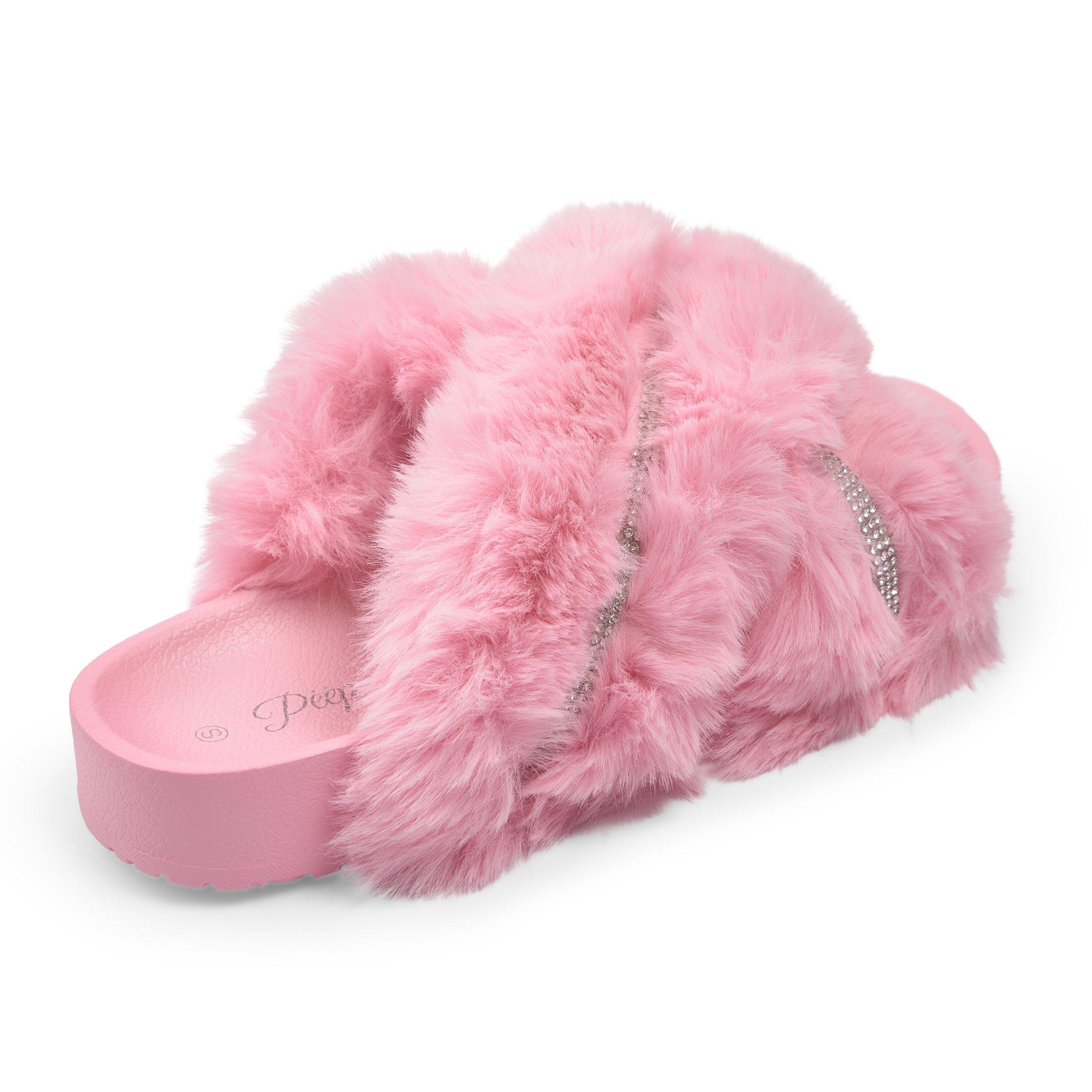 Pink Plush Crossover Slippers 3119182 Peep