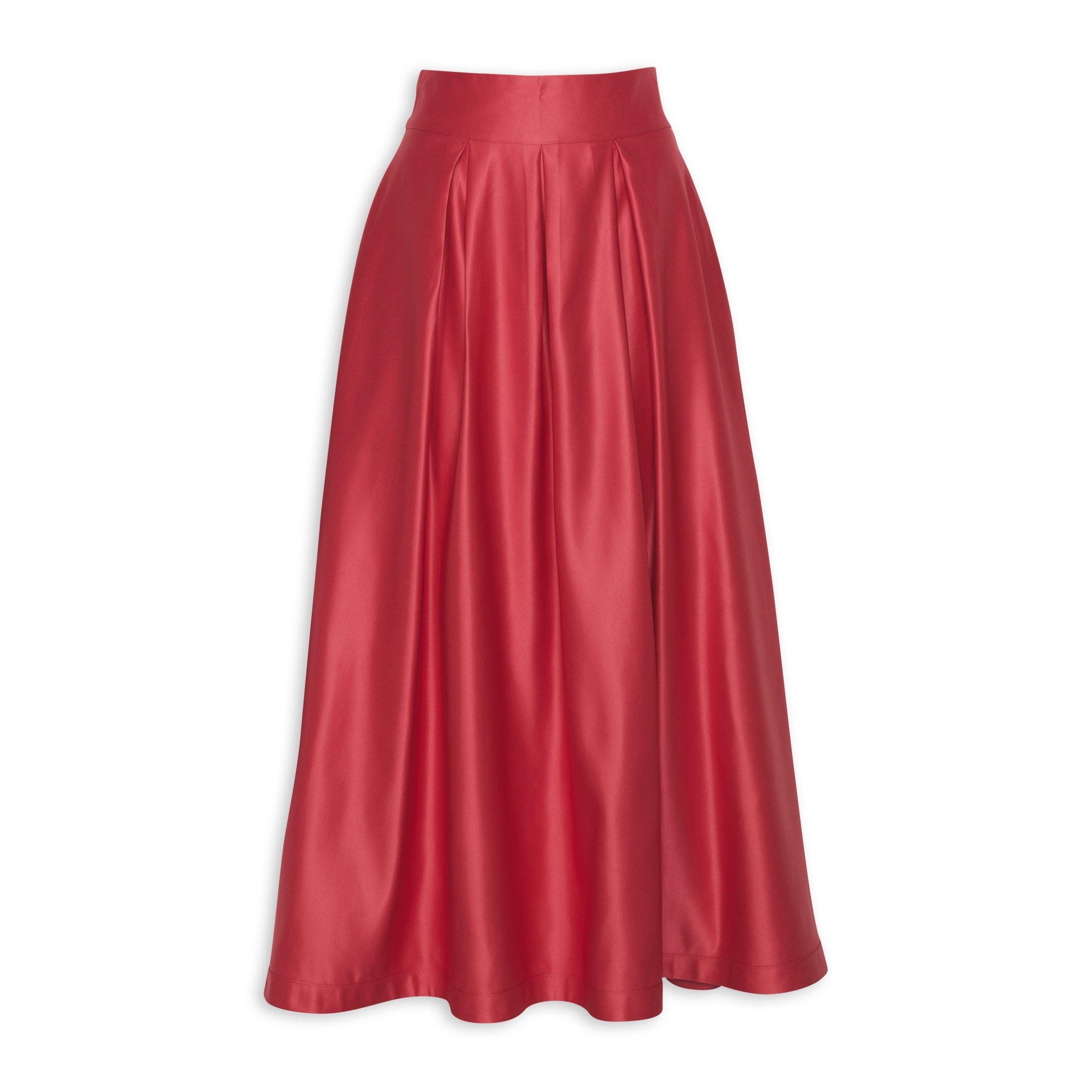Red maxi flare skirt top