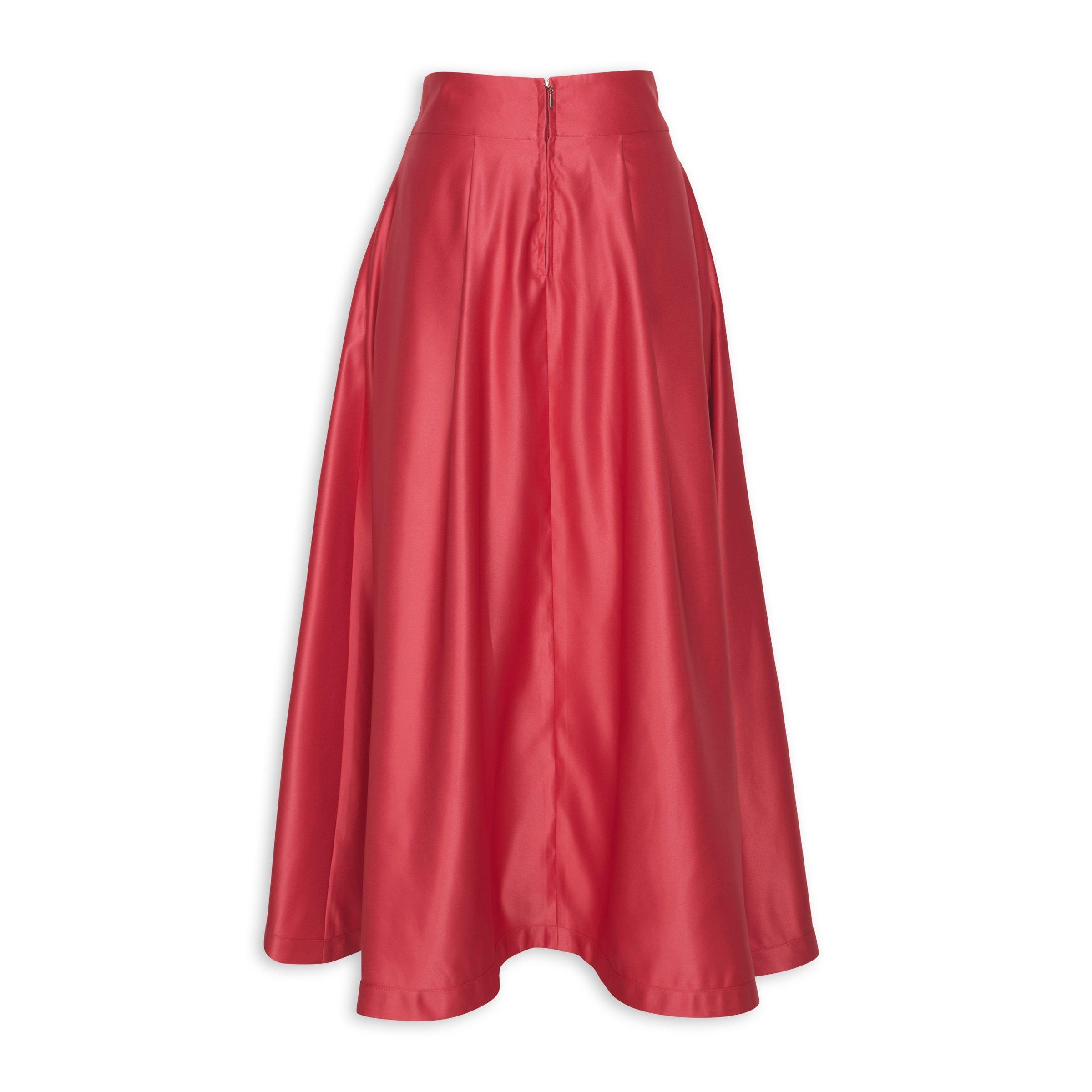 Red silk skirt top