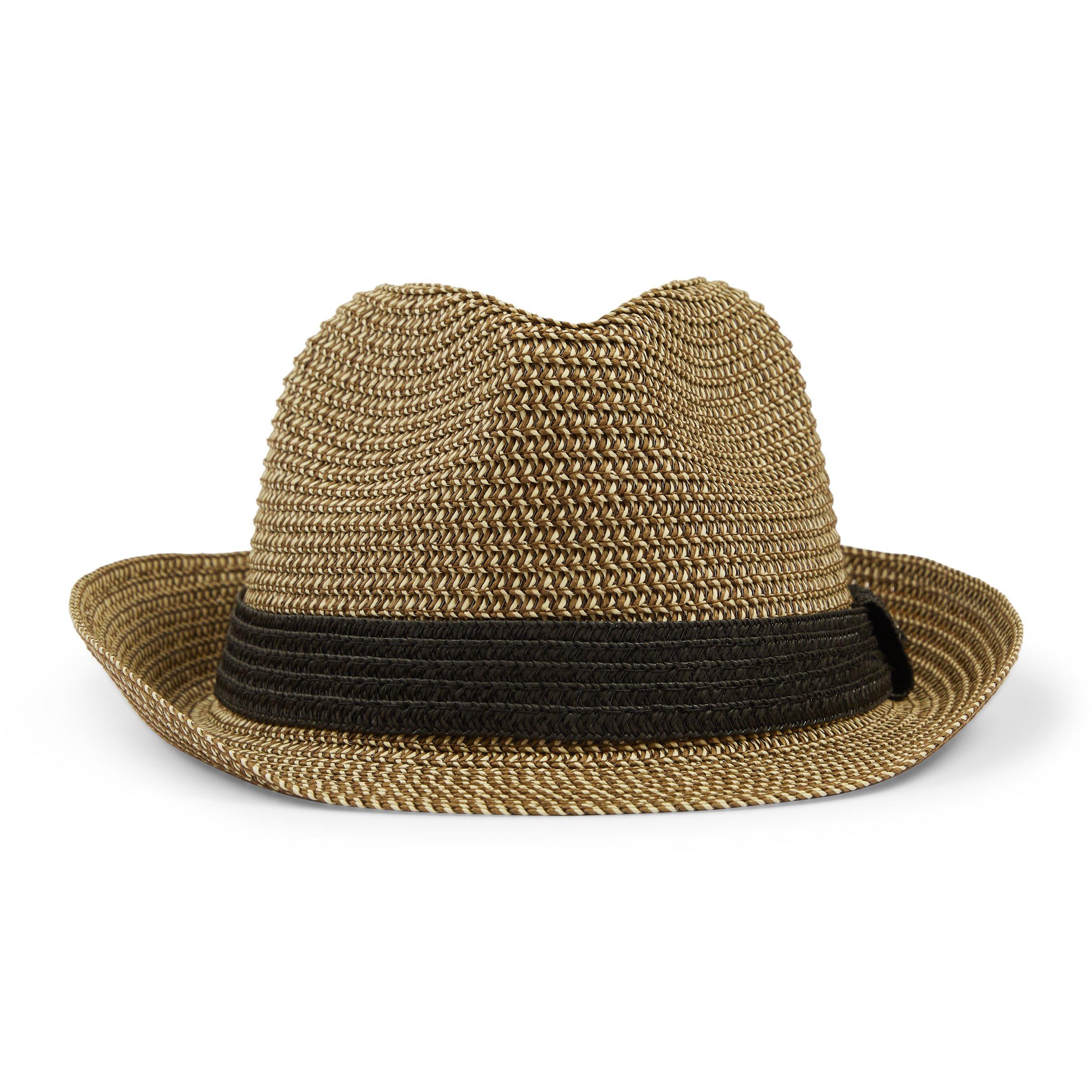 Brown straw store fedora hat