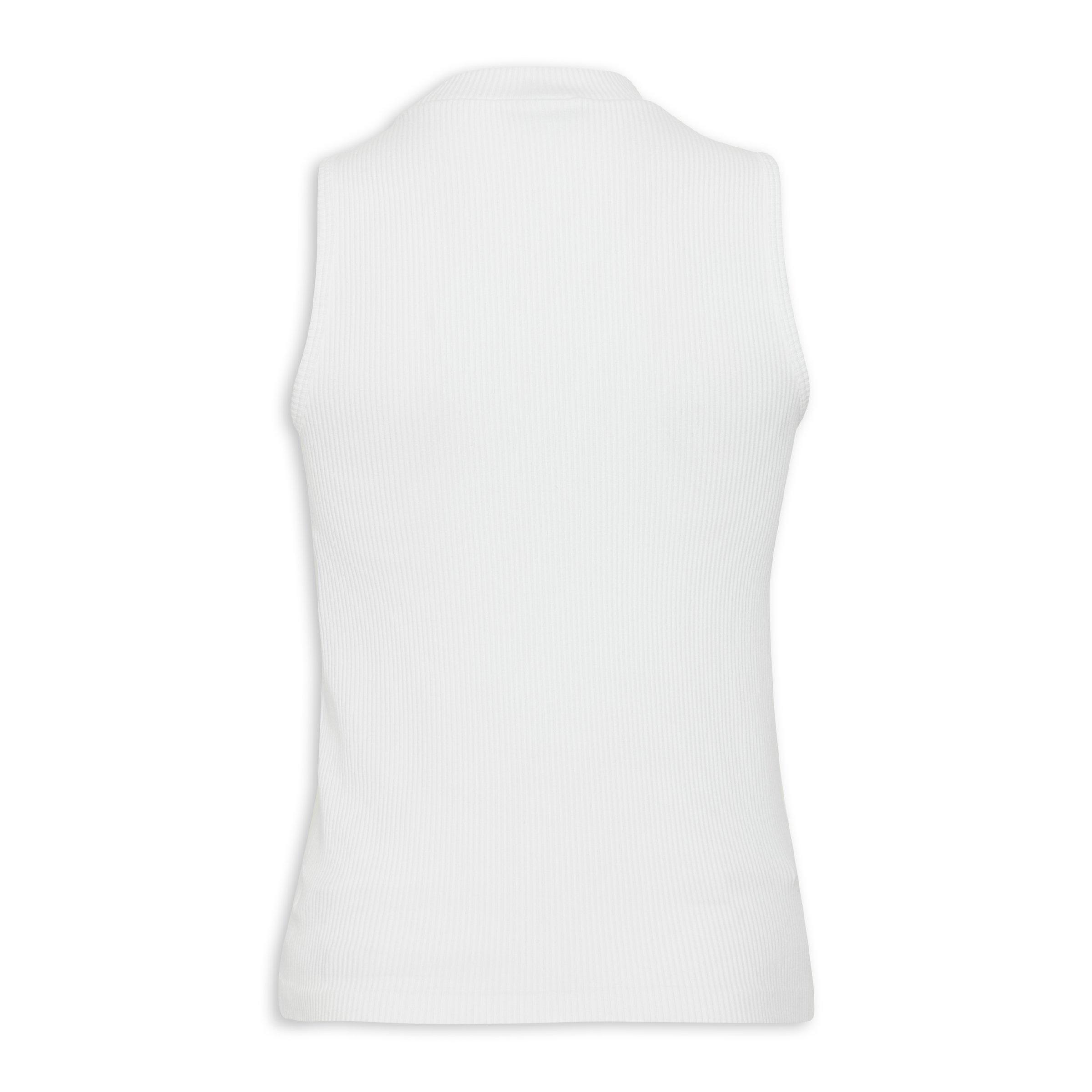 White high neck vest on sale top