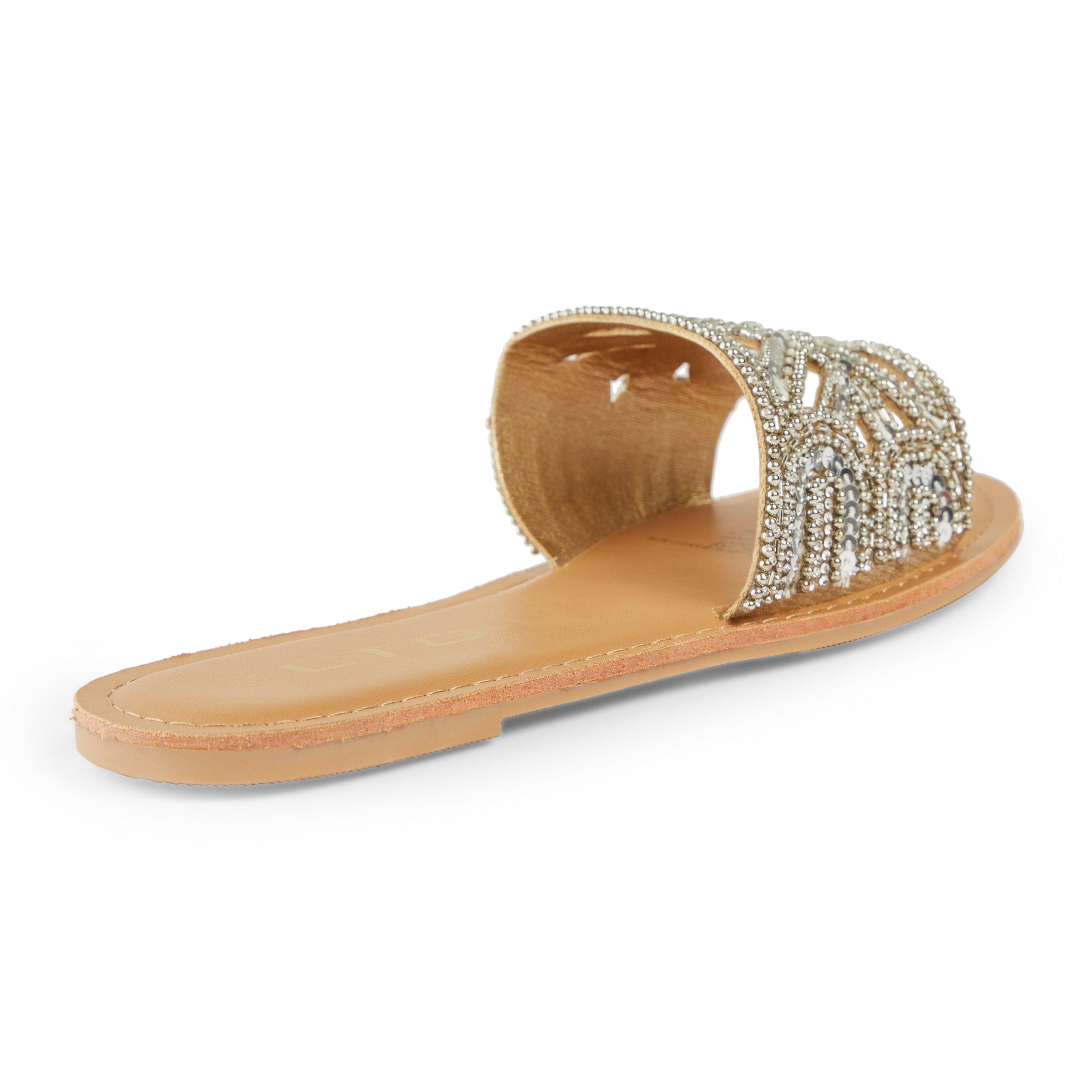 Gold flat mule online sandals