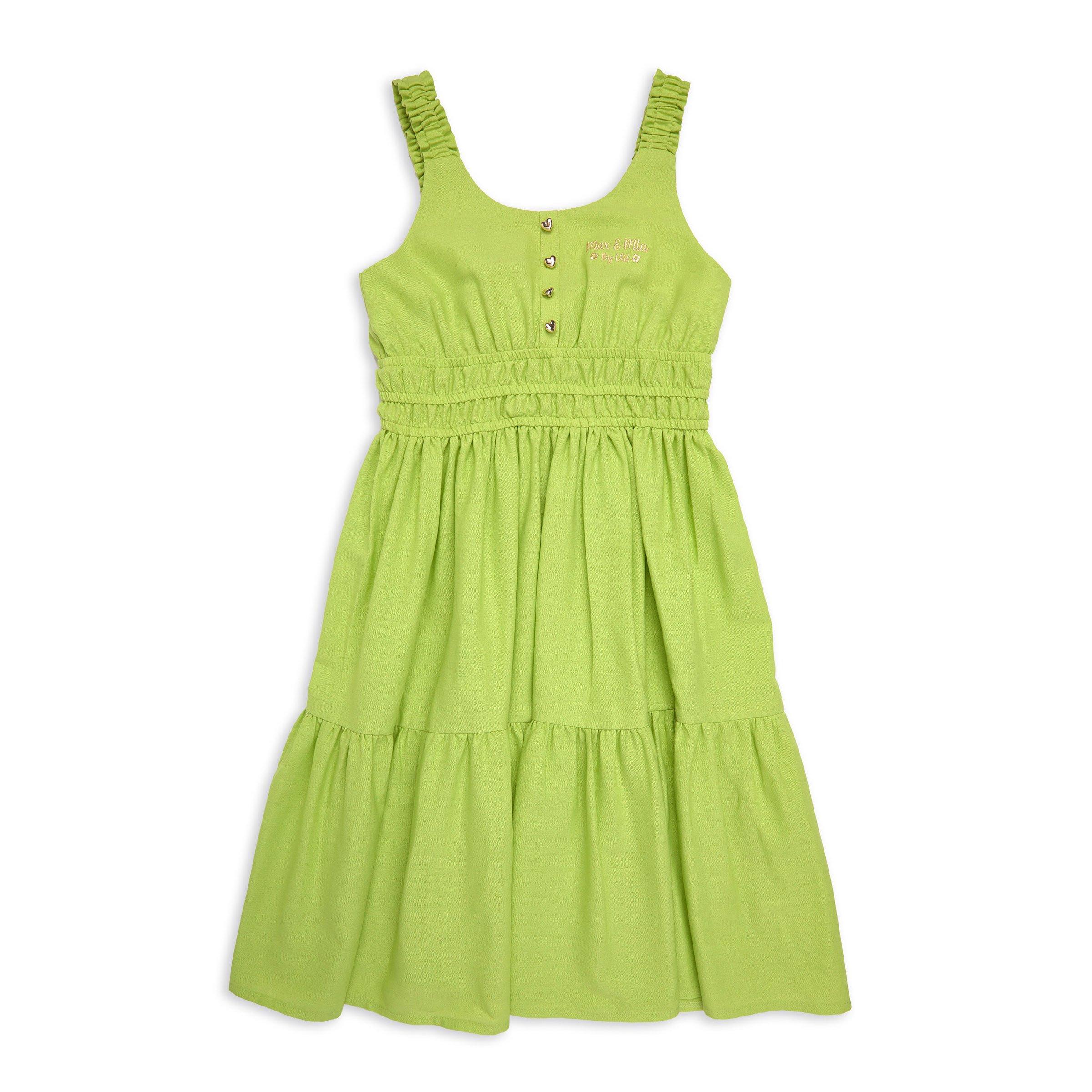 Girls Lime Green Fit Flare Dress