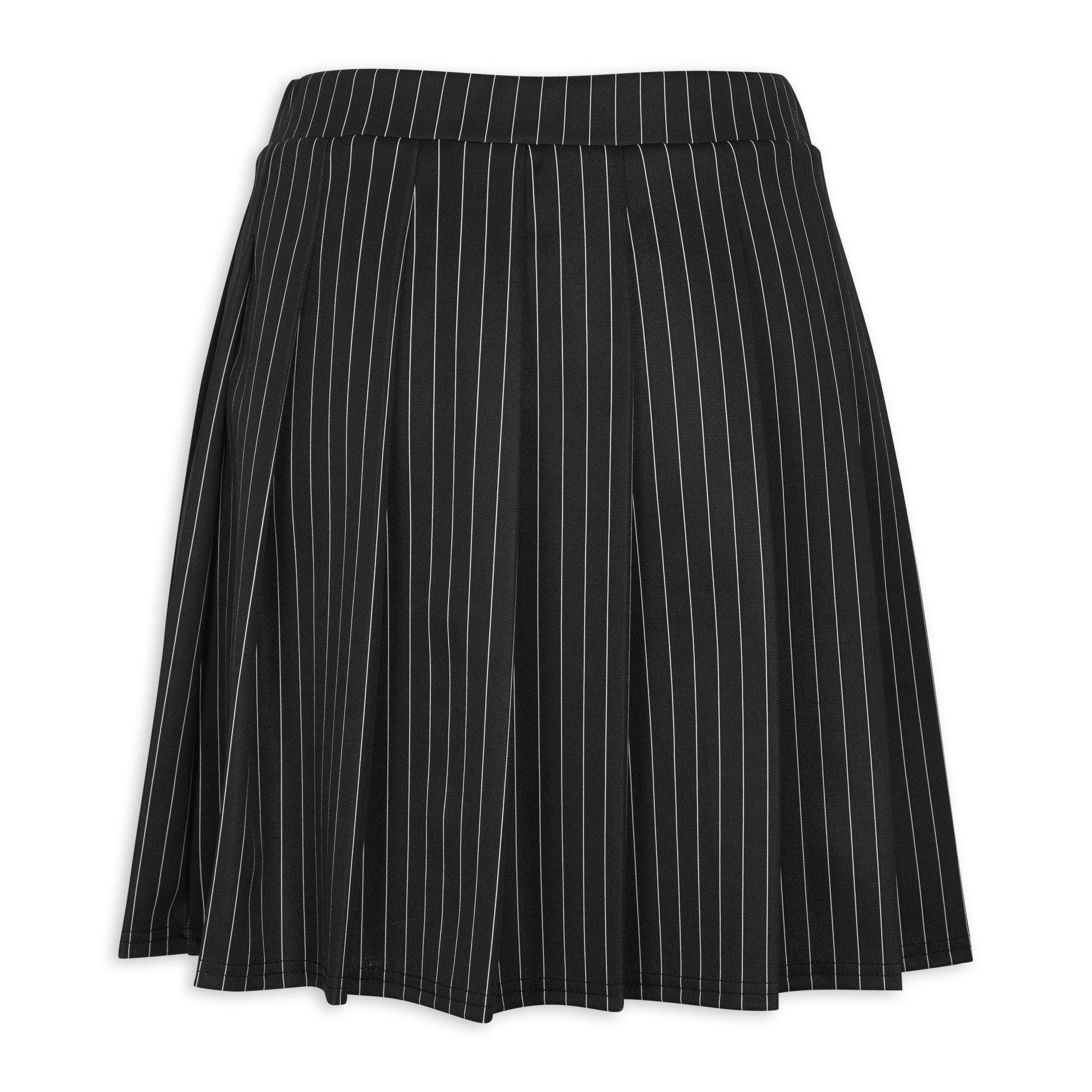 Black striped 2025 pleated mini skirt