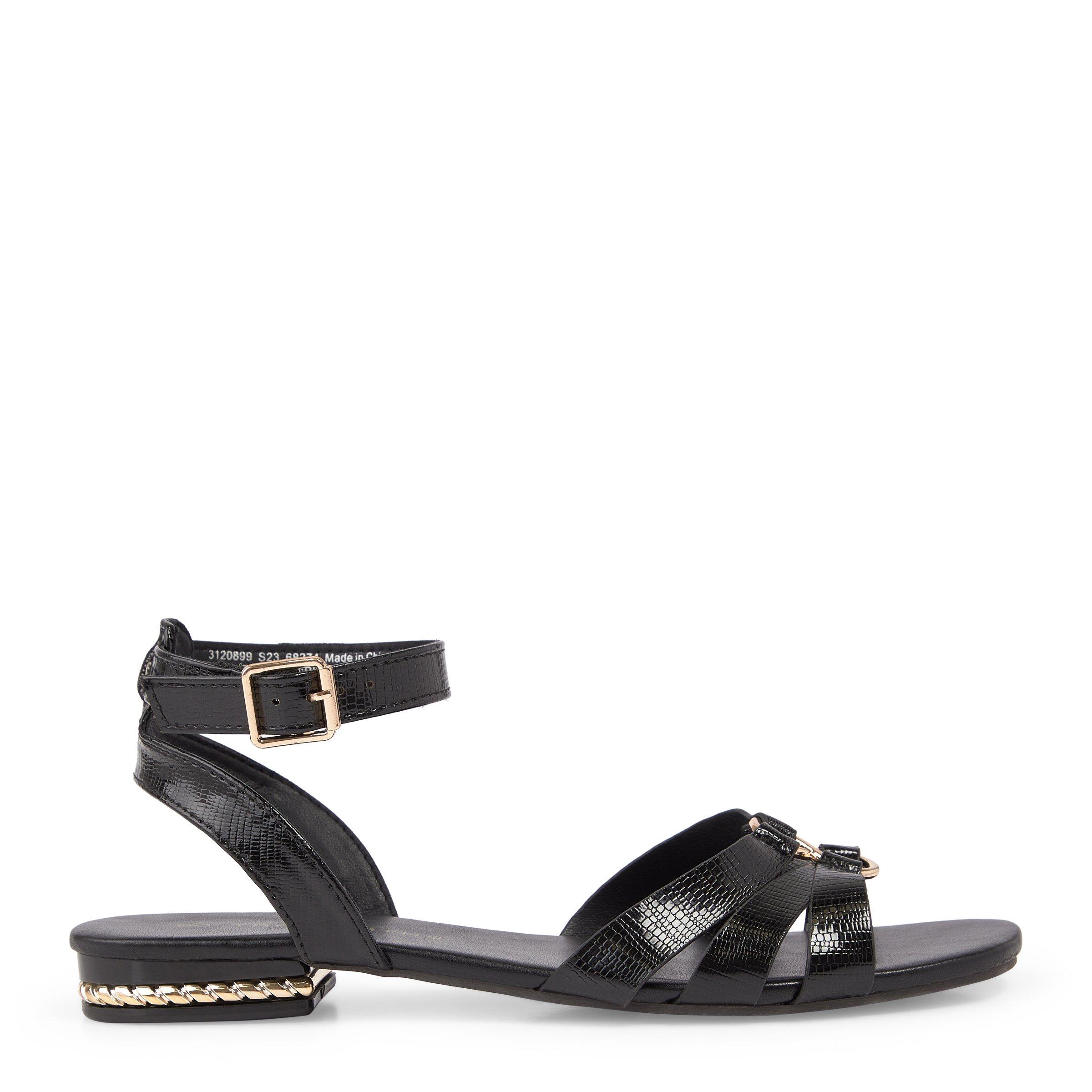 Black ankle 2024 strap flat sandals