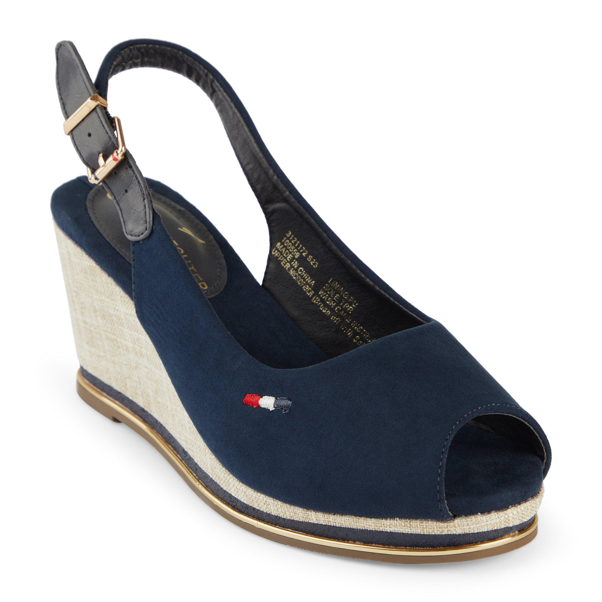 Navy slingback wedges best sale