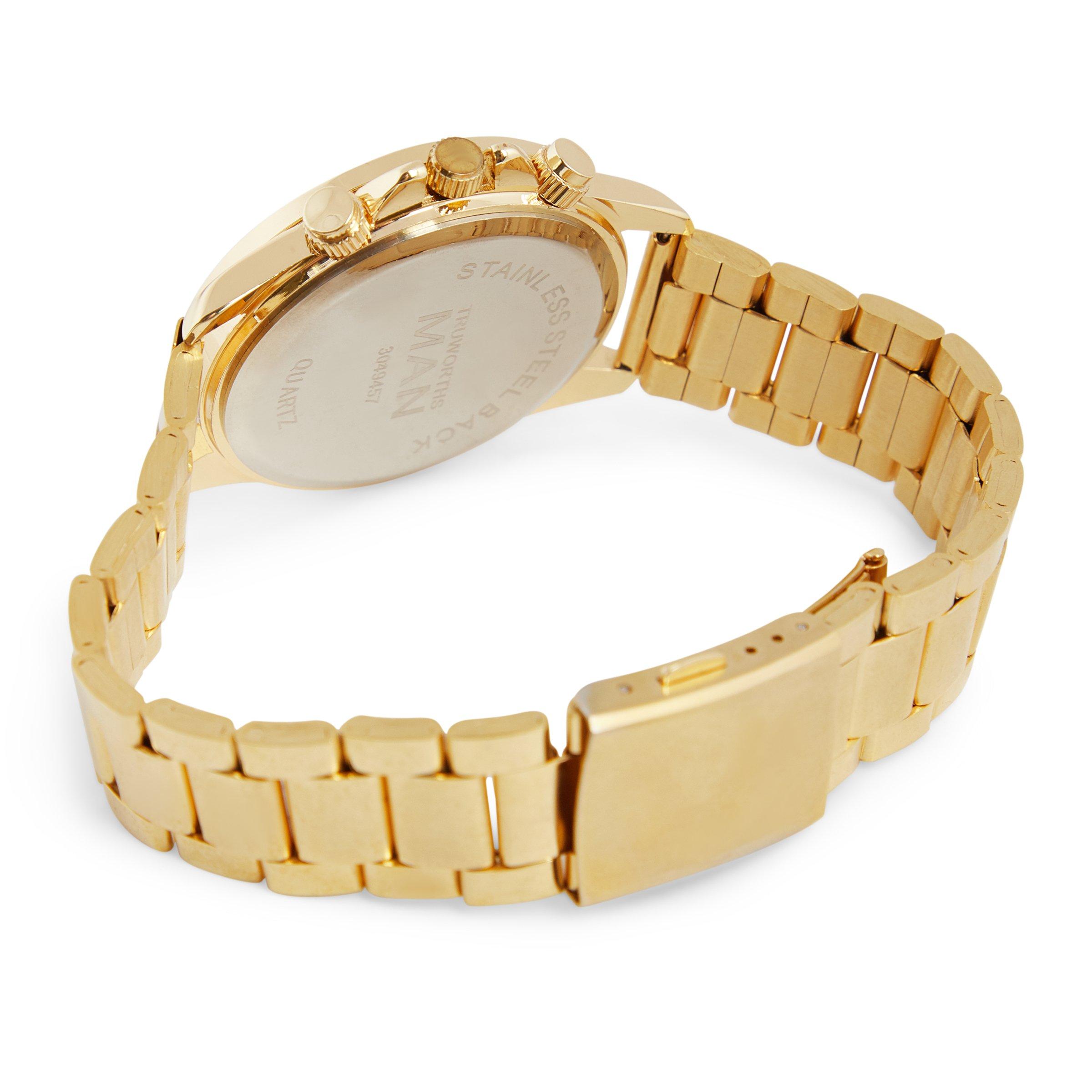 Gold Metal Link Watch 3121205 Truworths Man