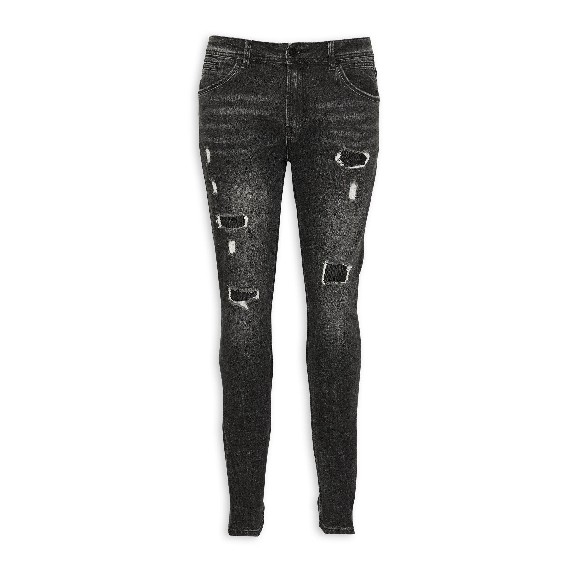 Charcoal ripped cheap skinny jeans