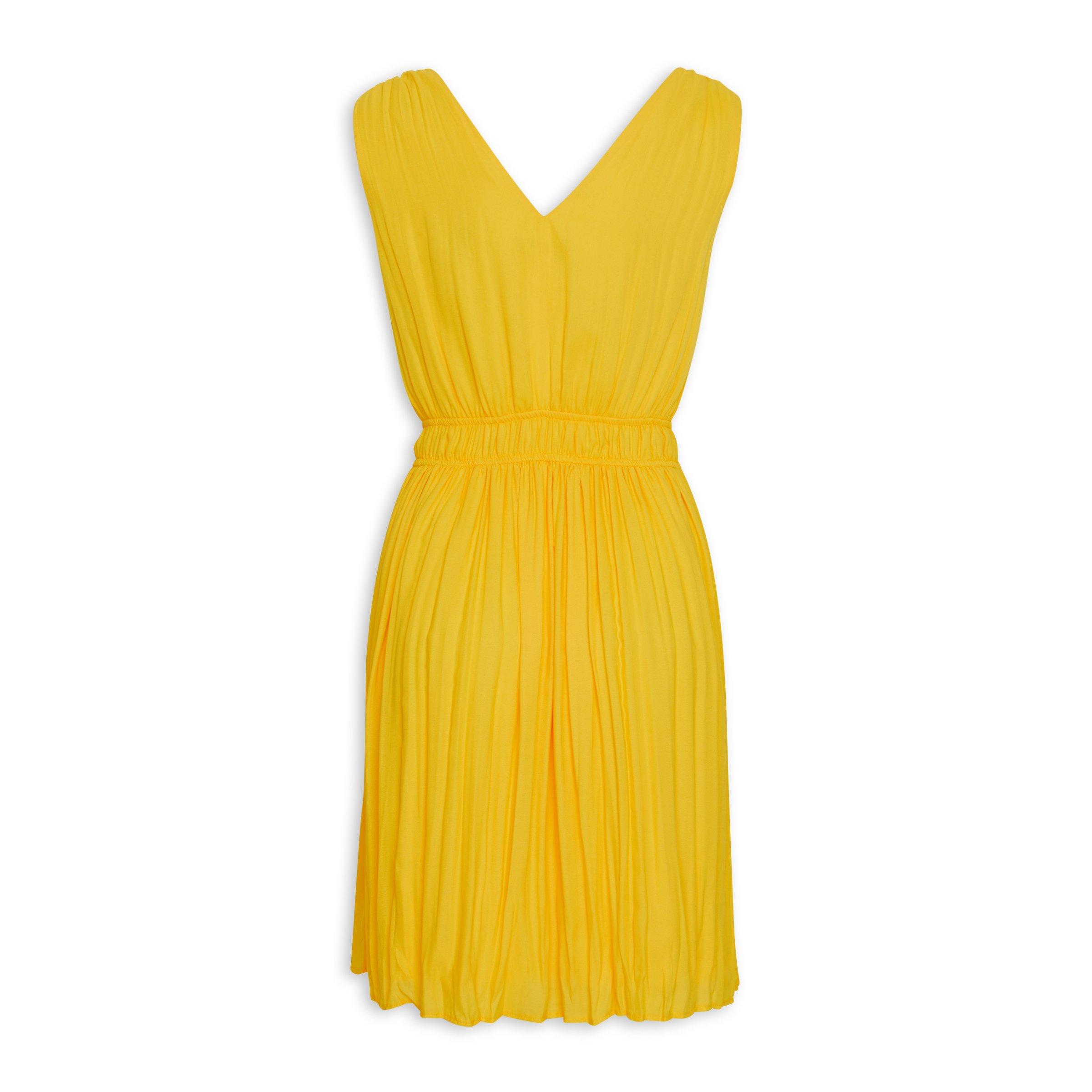 slim fit dress slacks JVN by Jovani 08595 Yellow Satin Fit-n-Flare Dress – Formalwear Outlet main image 0