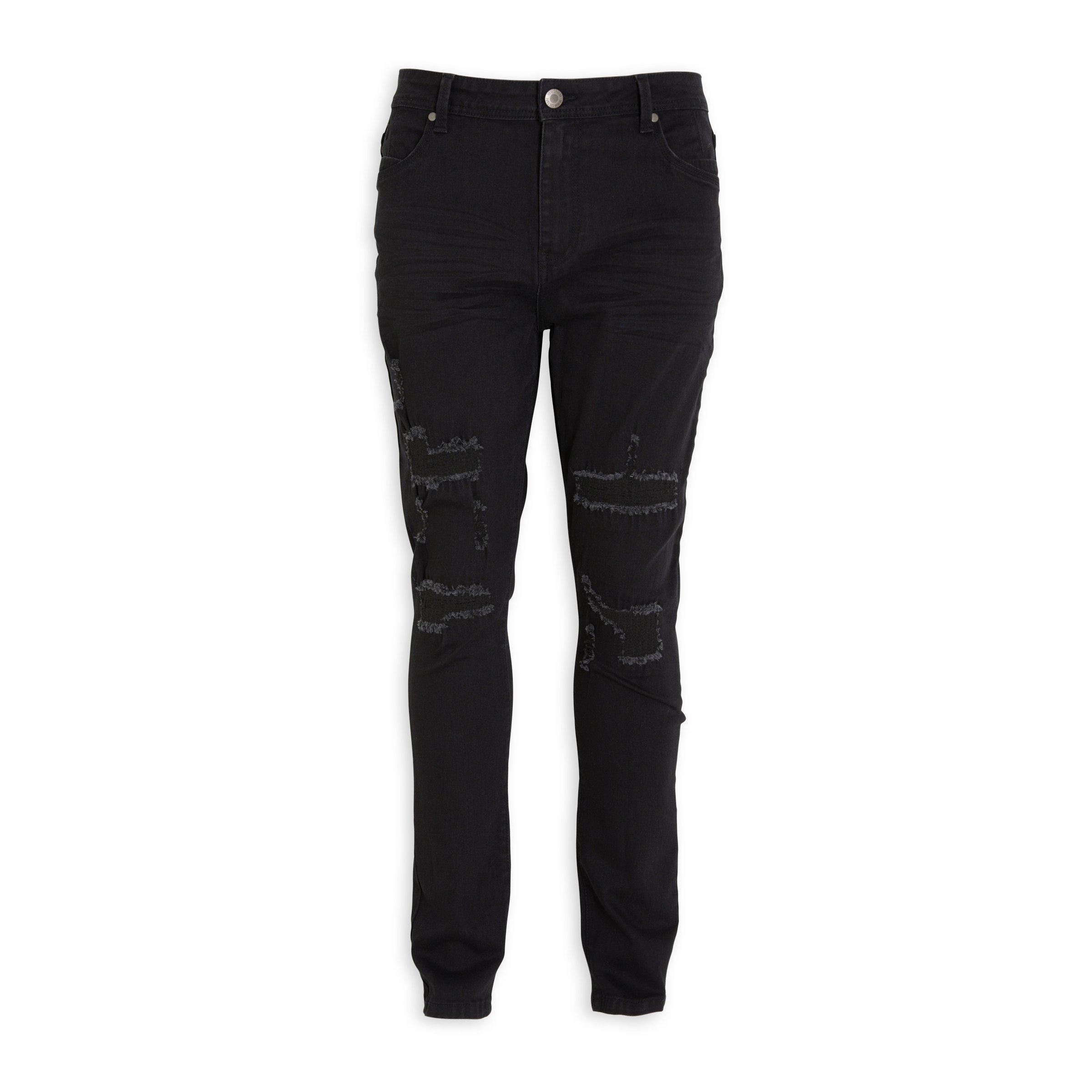 Black slim ripped sales jeans