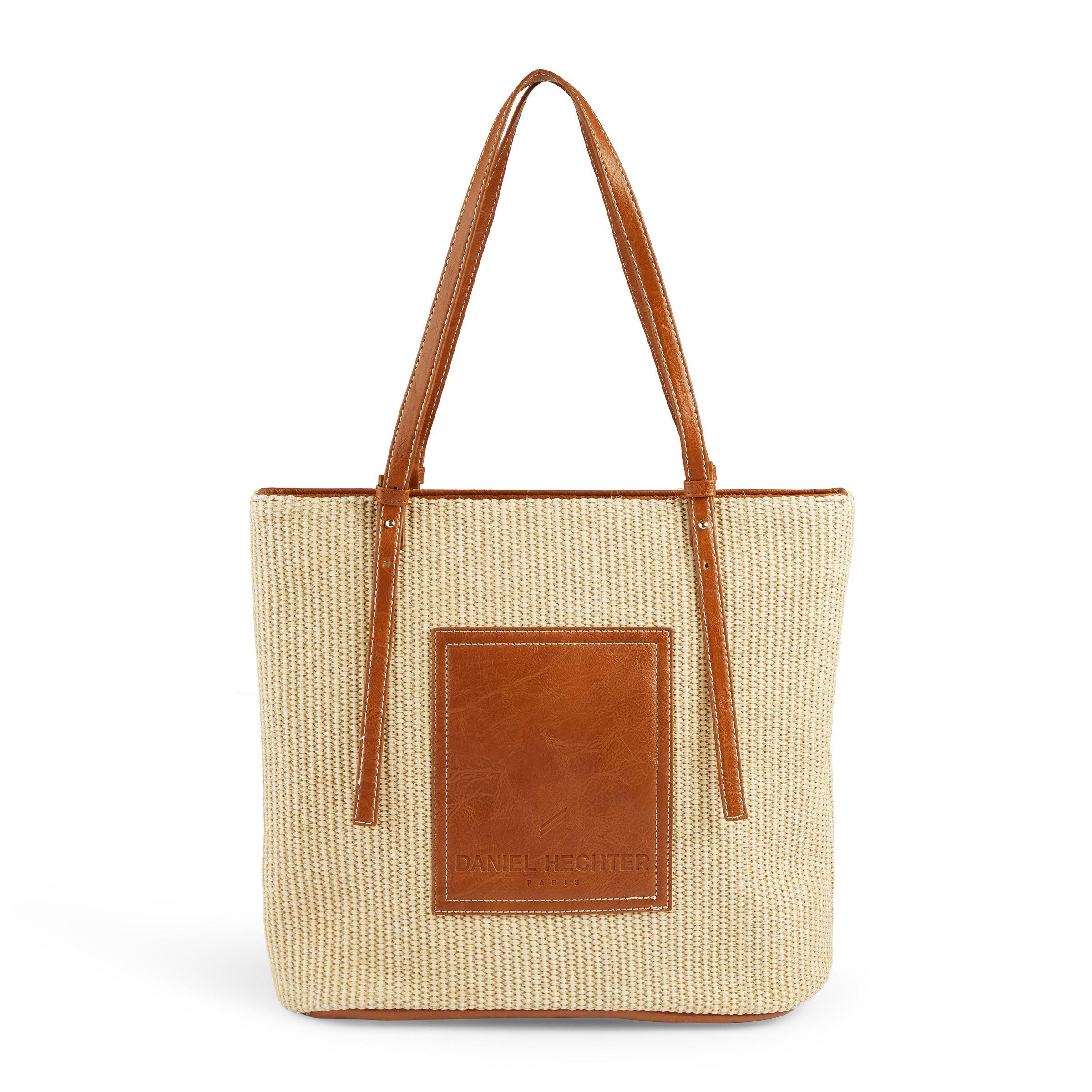 Natural straw store tote bag