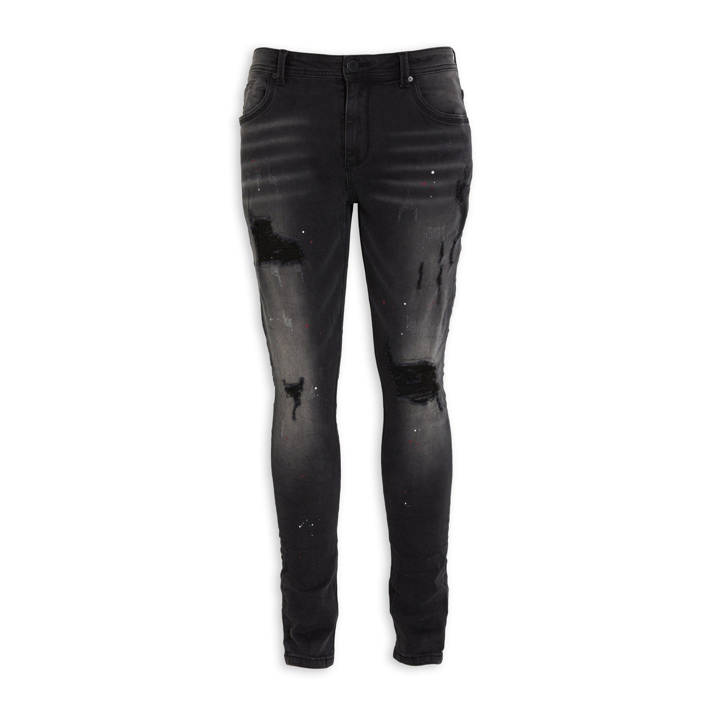 Charcoal grey hot sale ripped jeans