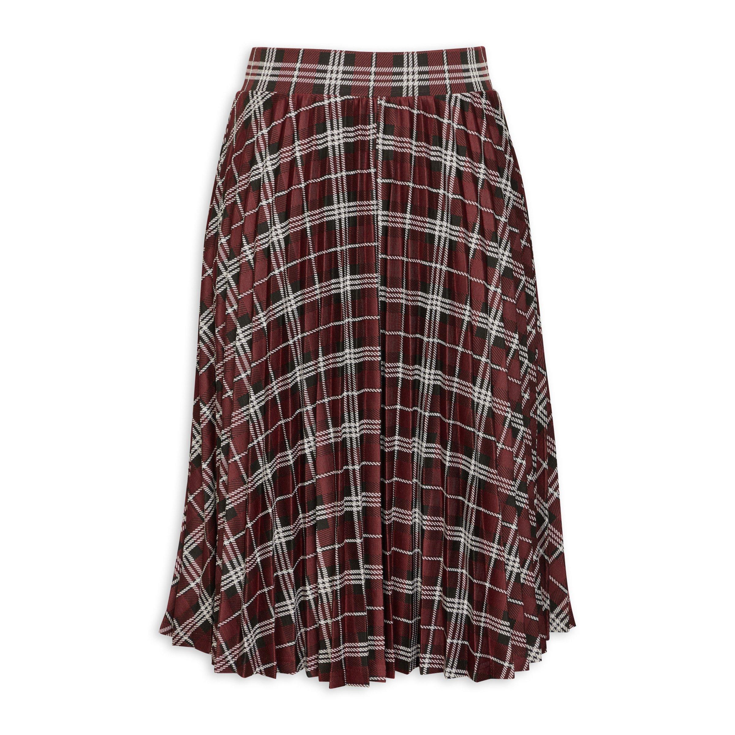 Red Check Pleated Skirt (3125275) | Identity