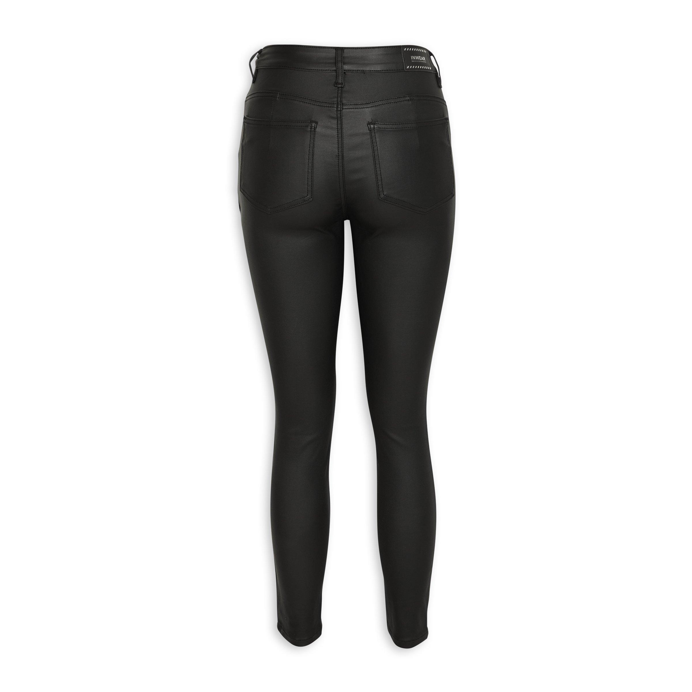 Black coated skinny trousers deals