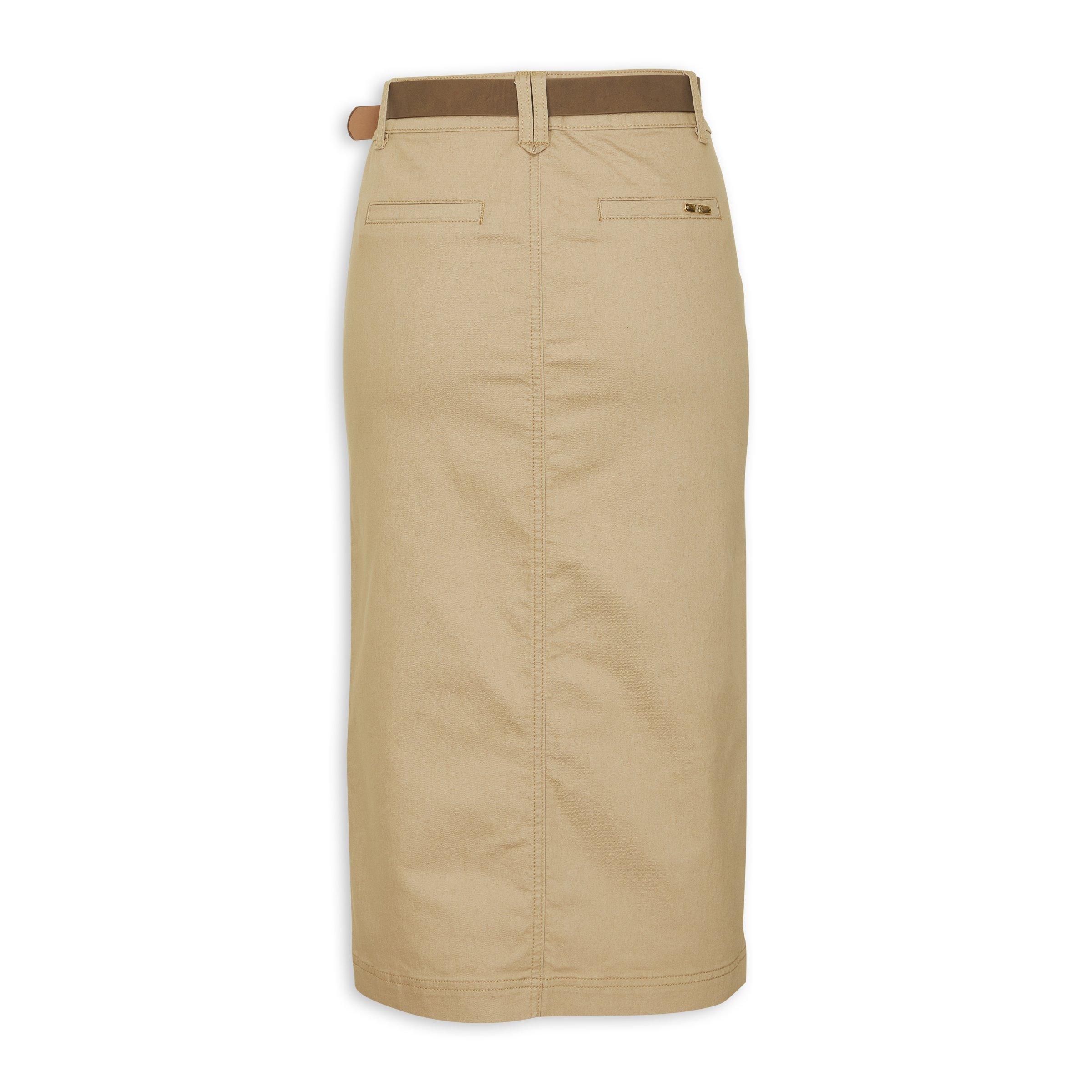 Beige Belted Pencil Skirt 3125540 TRS