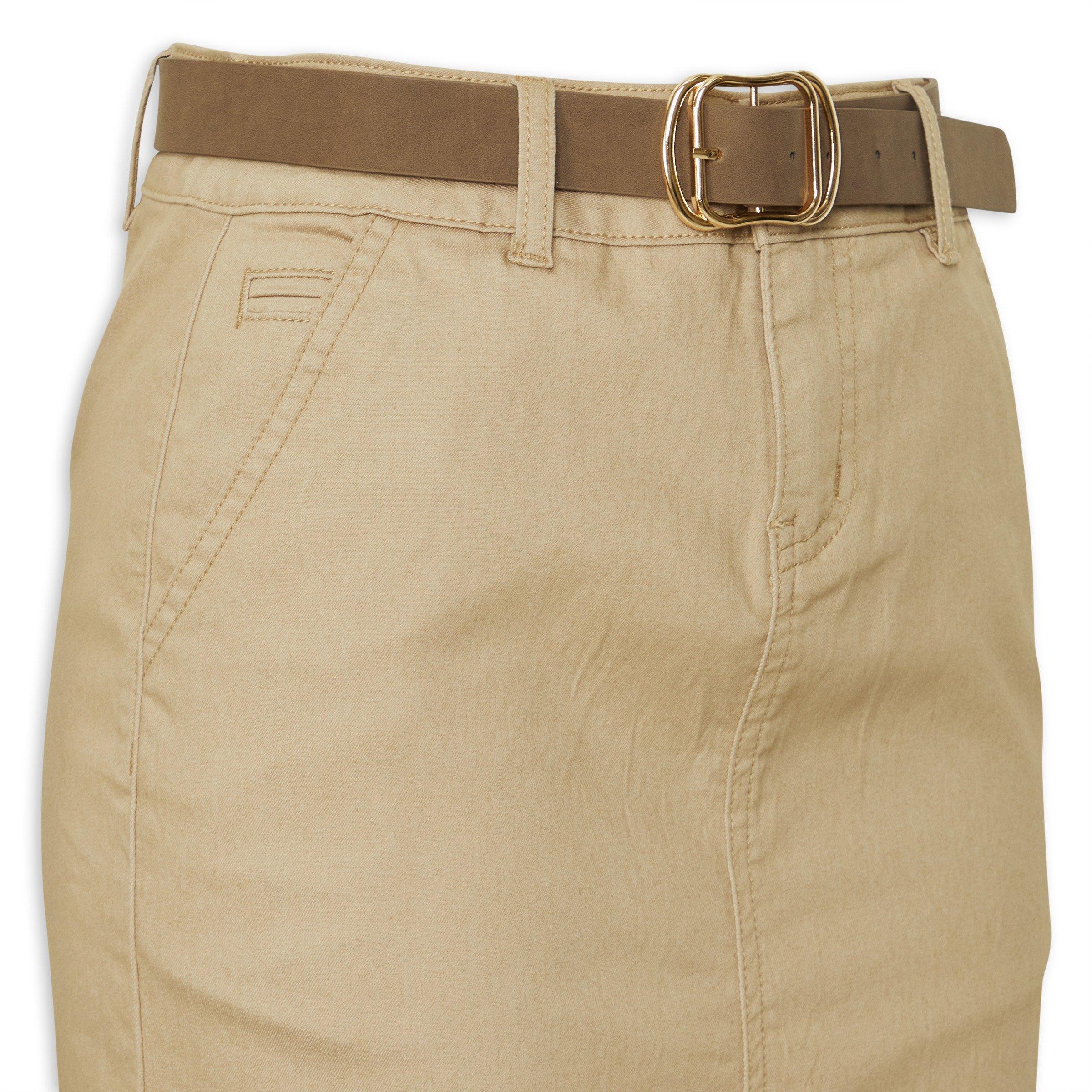 Beige Belted Pencil Skirt 3125540 TRS