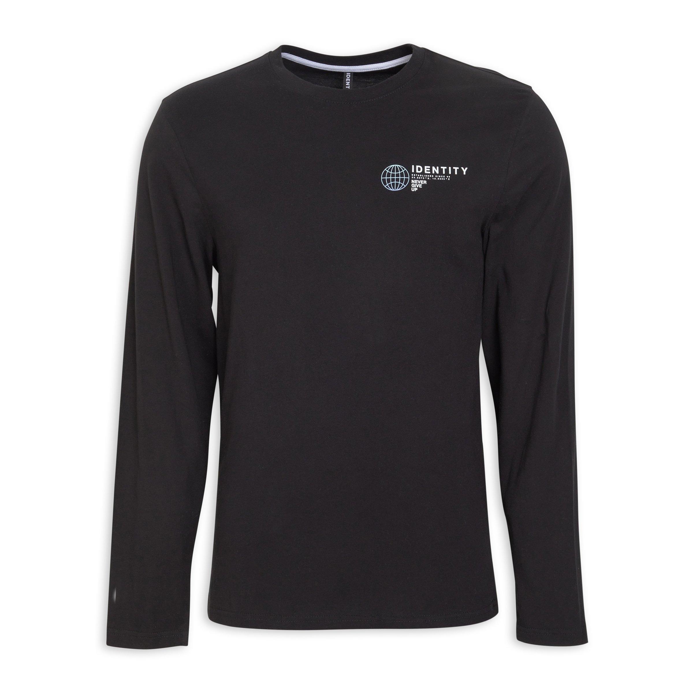 Black Long Sleeve Graphic T-shirt (3125695) | Identity