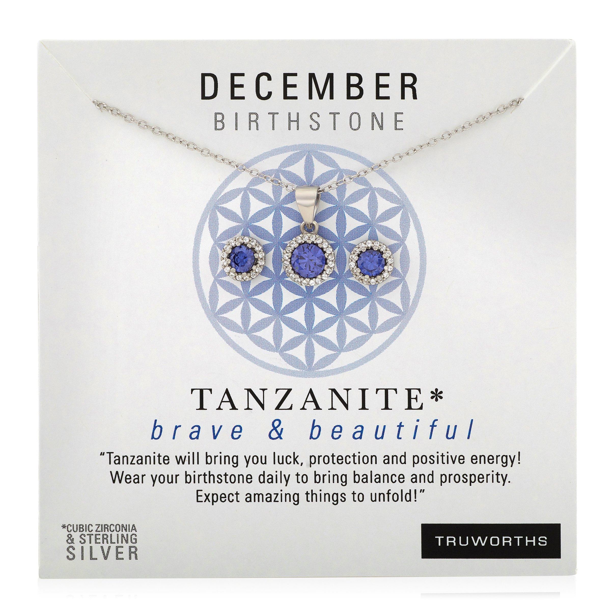 December birthstone necklace on sale and earring set