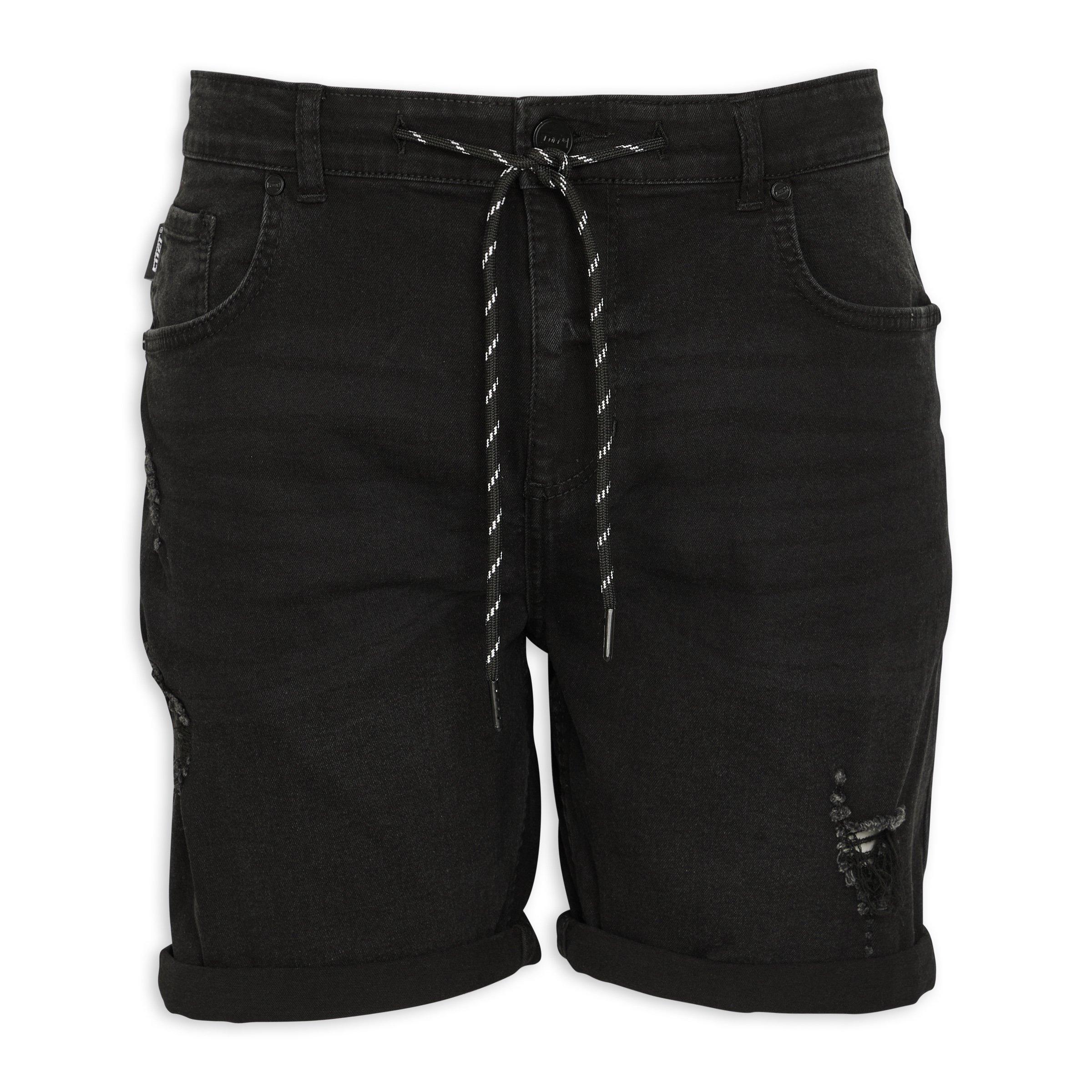 Black ripped jeans shorts on sale