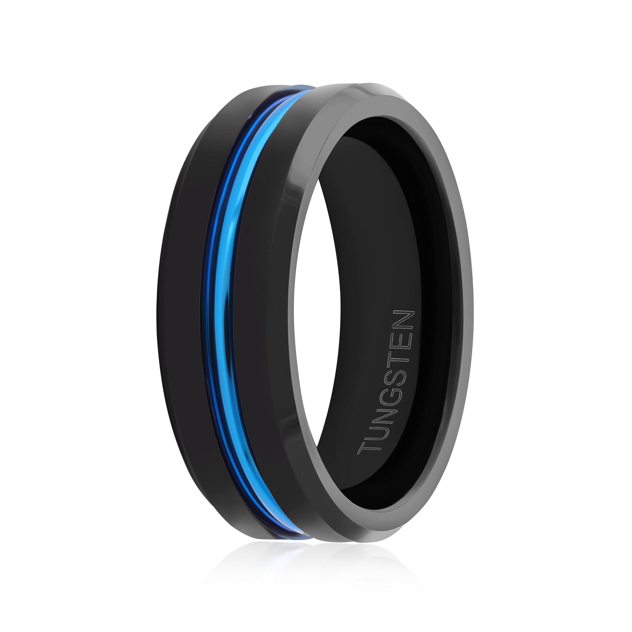 Black blue store tungsten ring