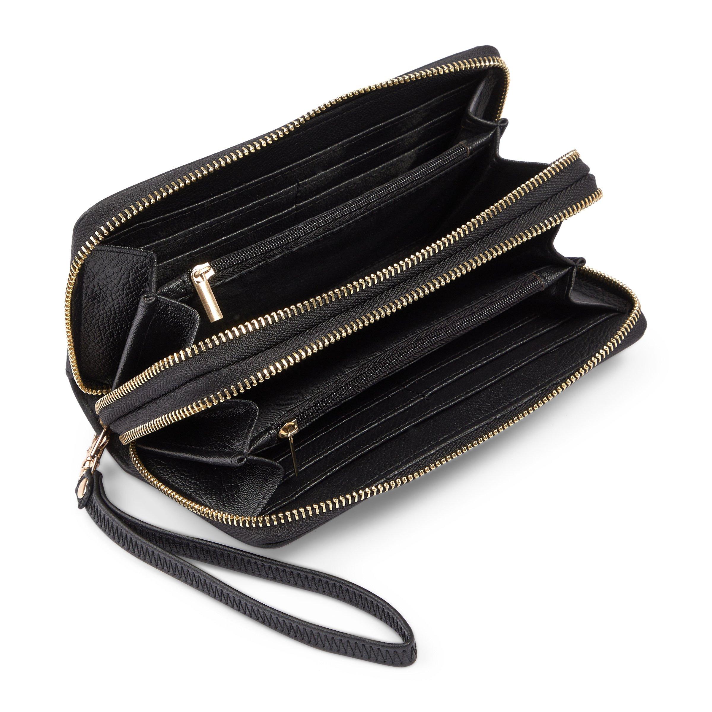 Black zip around online purse