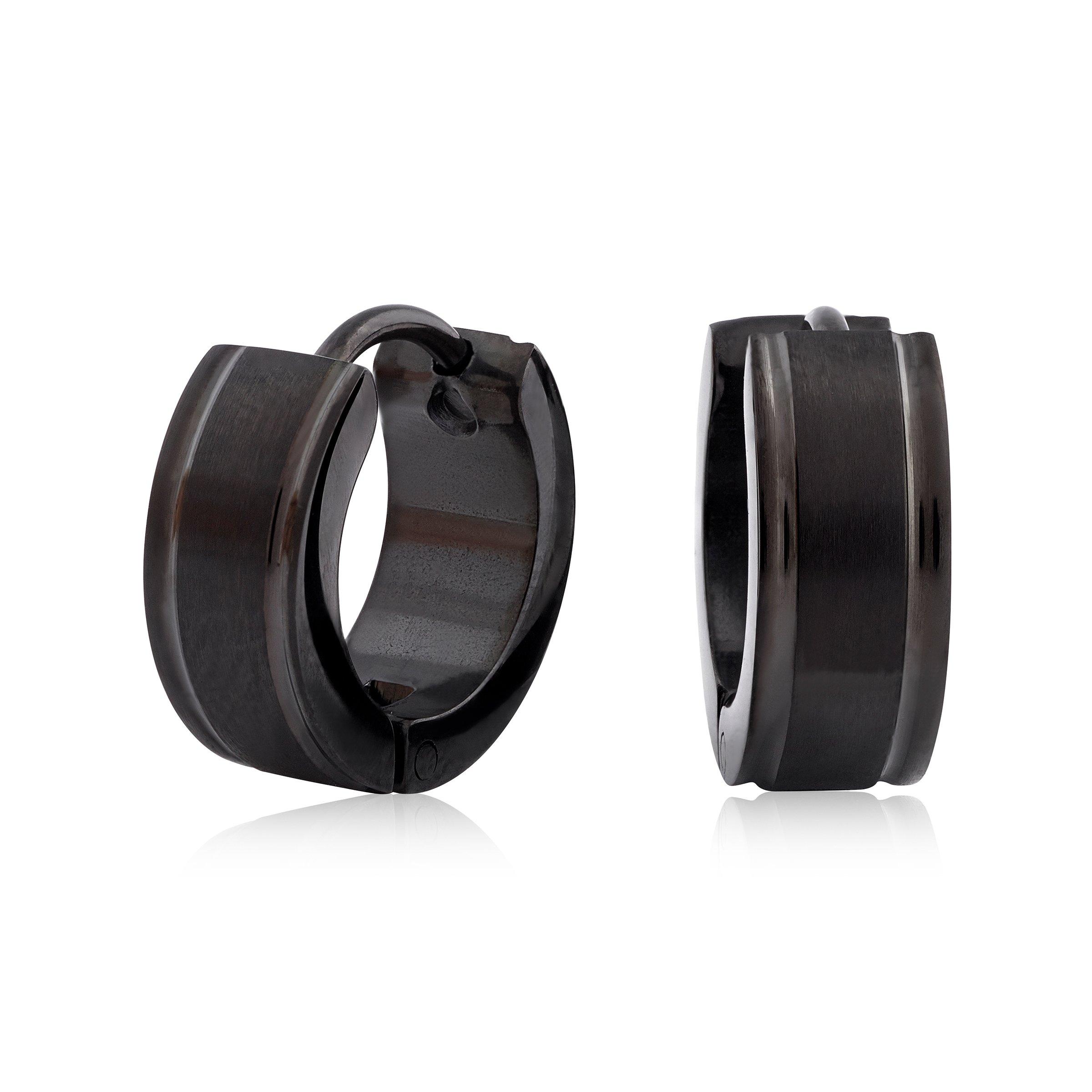 Thin black deals hoop earrings