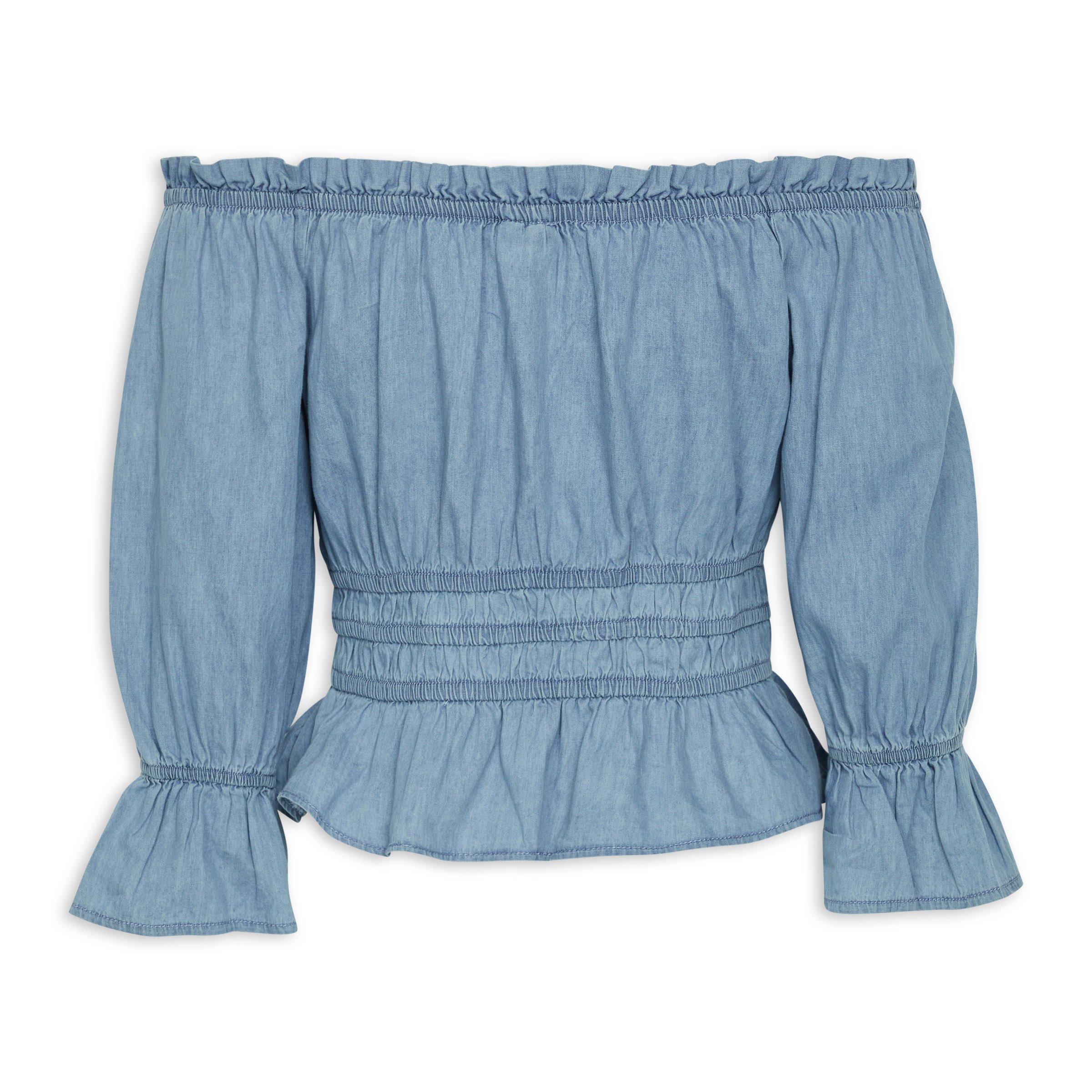 トップス YILON BIJOU OFFSHOULDER BLOUSE BLUE Blue Off The Shoulder Top (3127939) | Identity