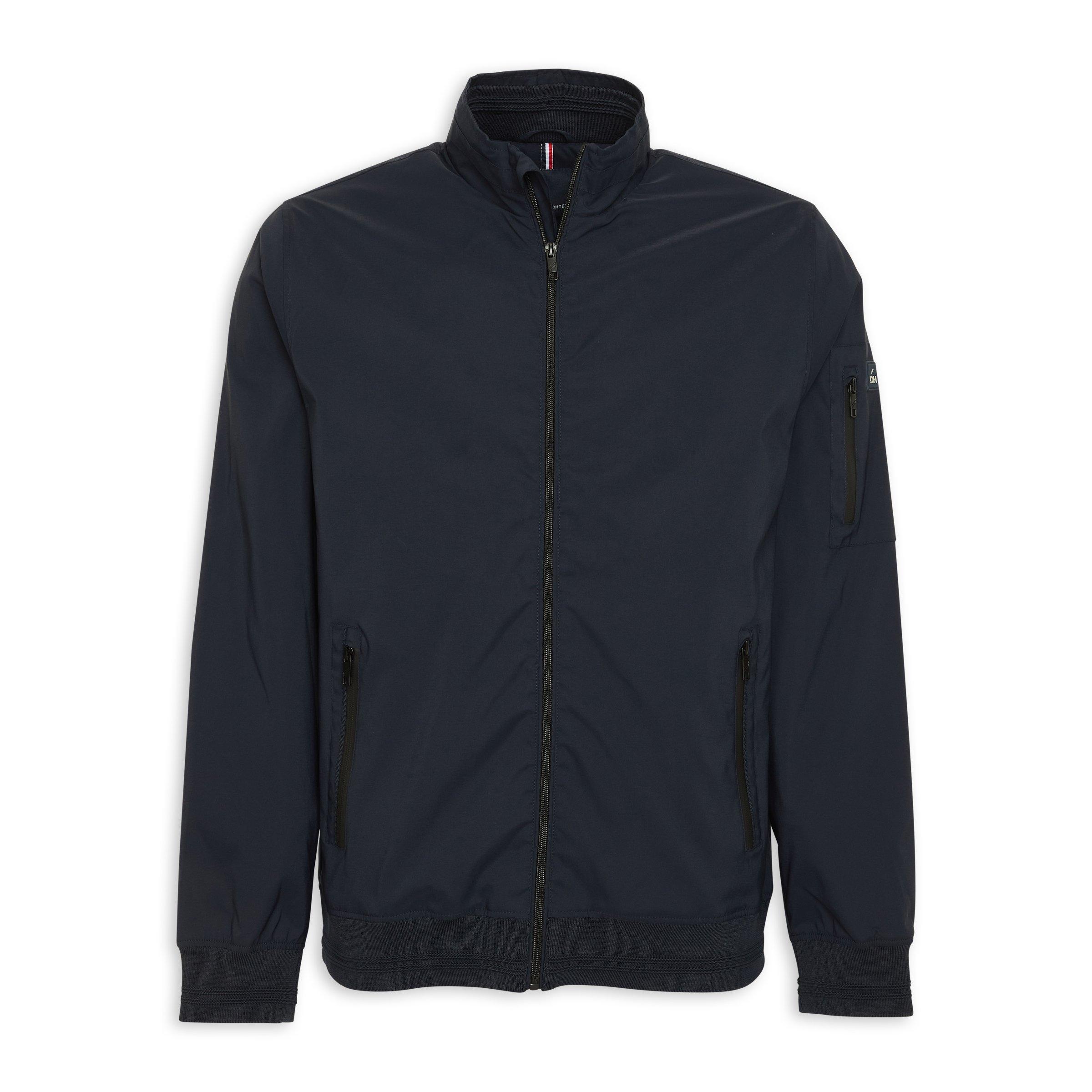 Navy Zip through Bomber Jacket